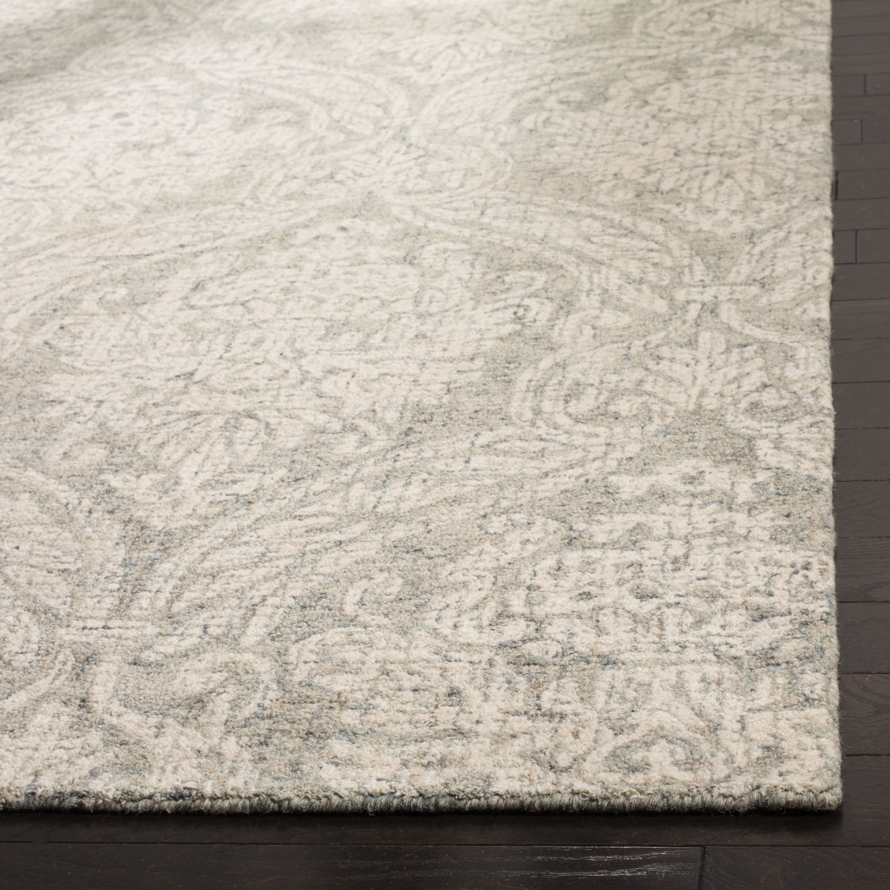 Gray Abstract Handmade Wool Tufted Reversible Rug, 24" x 4"