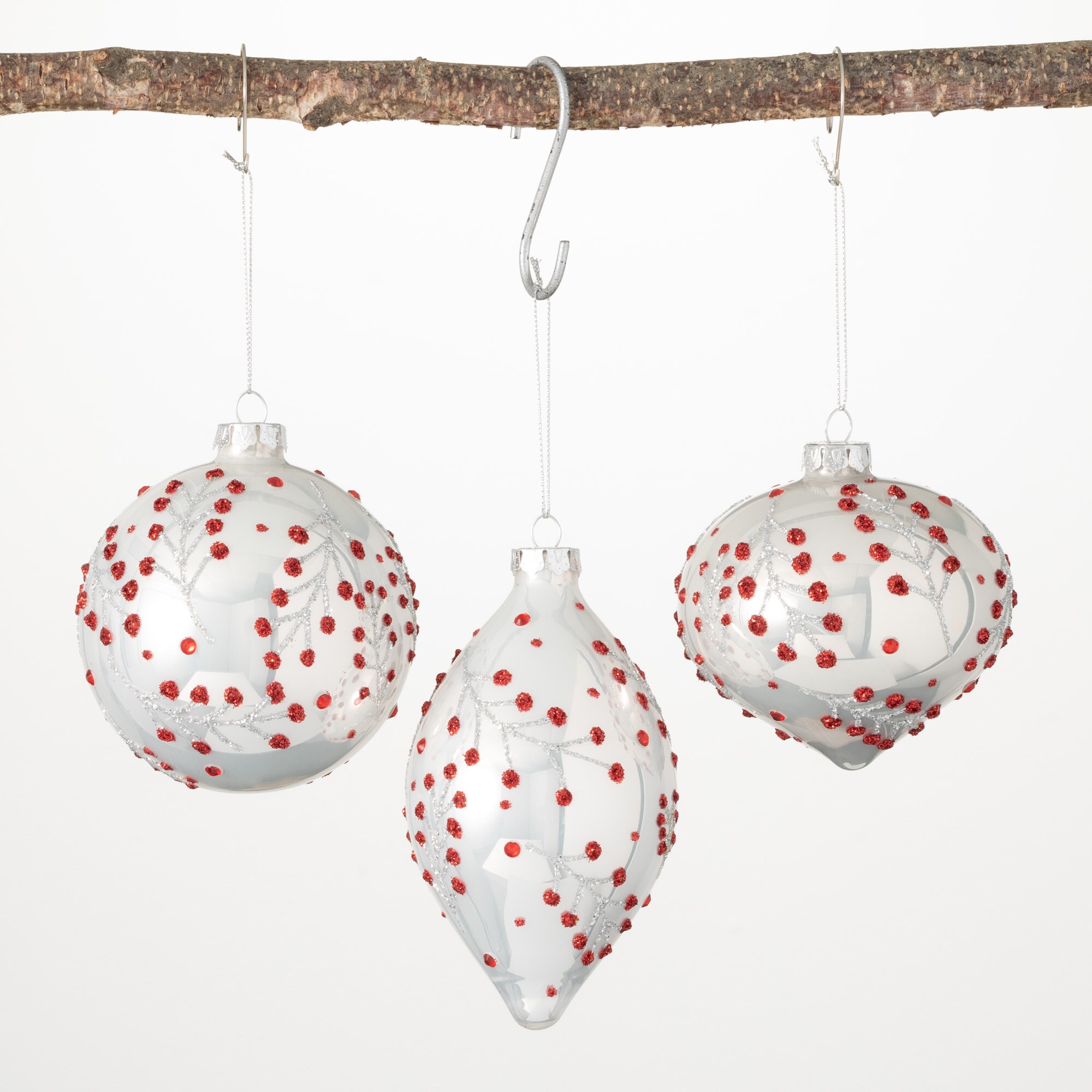 Sullivans OR10621 3 -Pack Red Holly Standard Indoor Ornament set