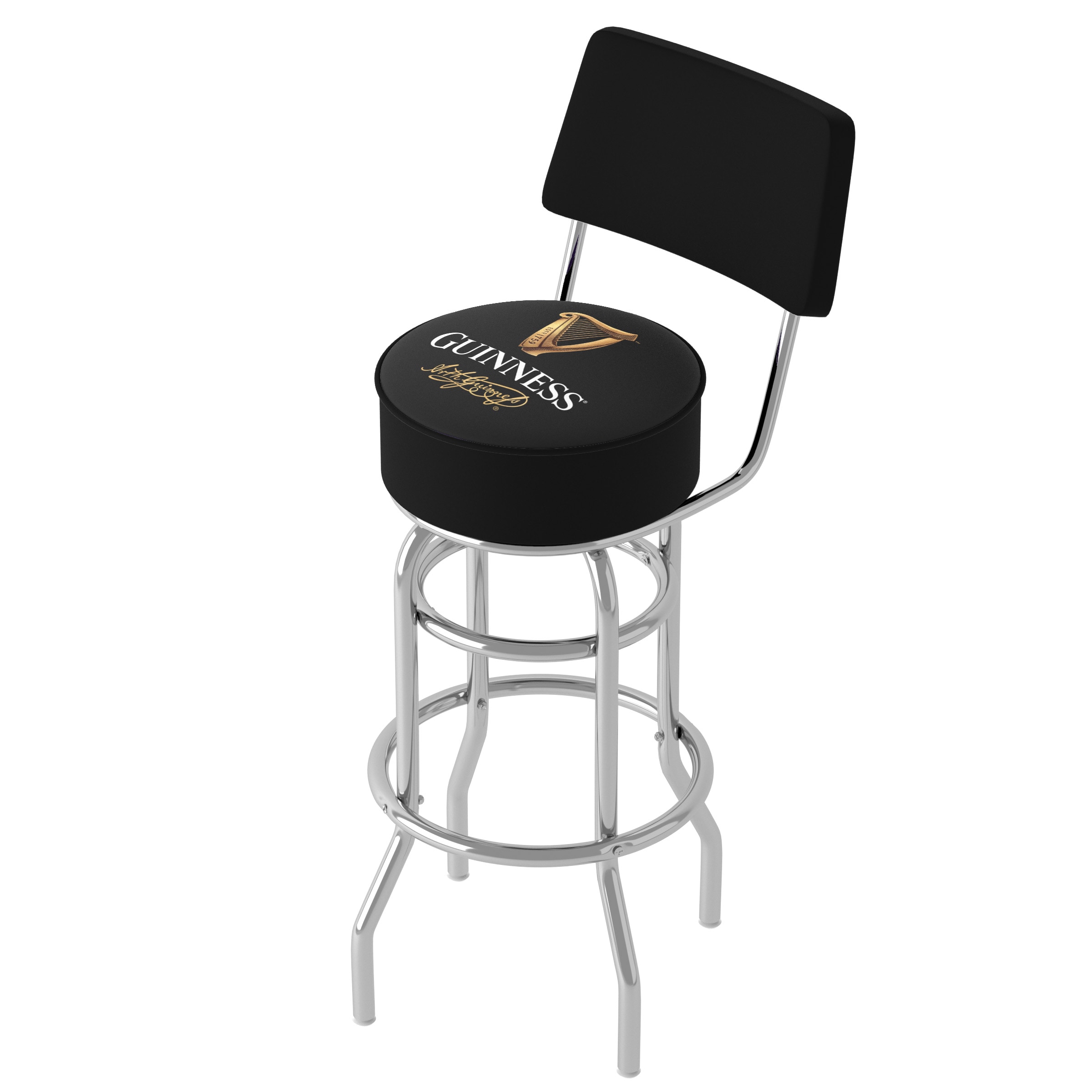 Trademark Gameroom GN1100-SIG Bar Stools with Backs Chrome 31.0-Inches H Bar height Round seat Swivel Metal Bar Stool and Back