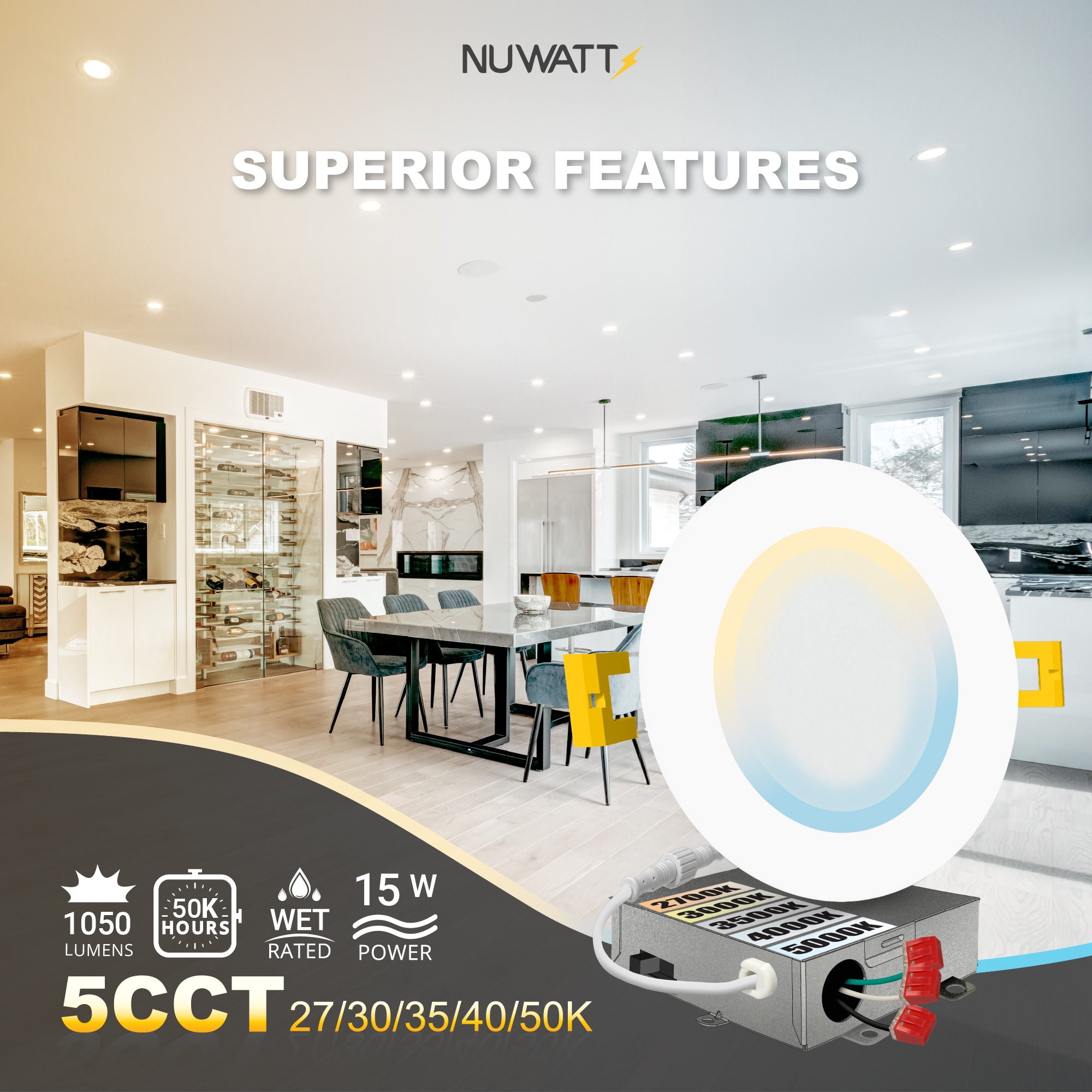 NUWATT NWP-DL-6-15W5CT-WH12 Led-Retrofit-Downlight - View #4