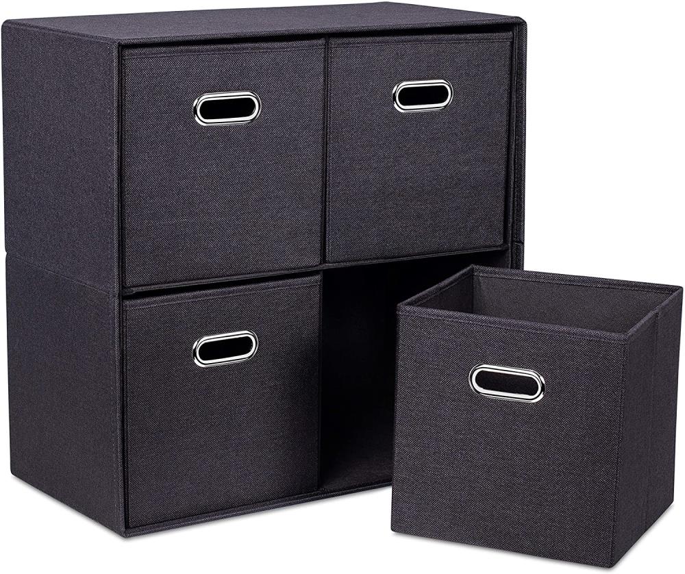BirdRock Home 4 Compartment 4 Drawers Black Stackable Linen Cube ...