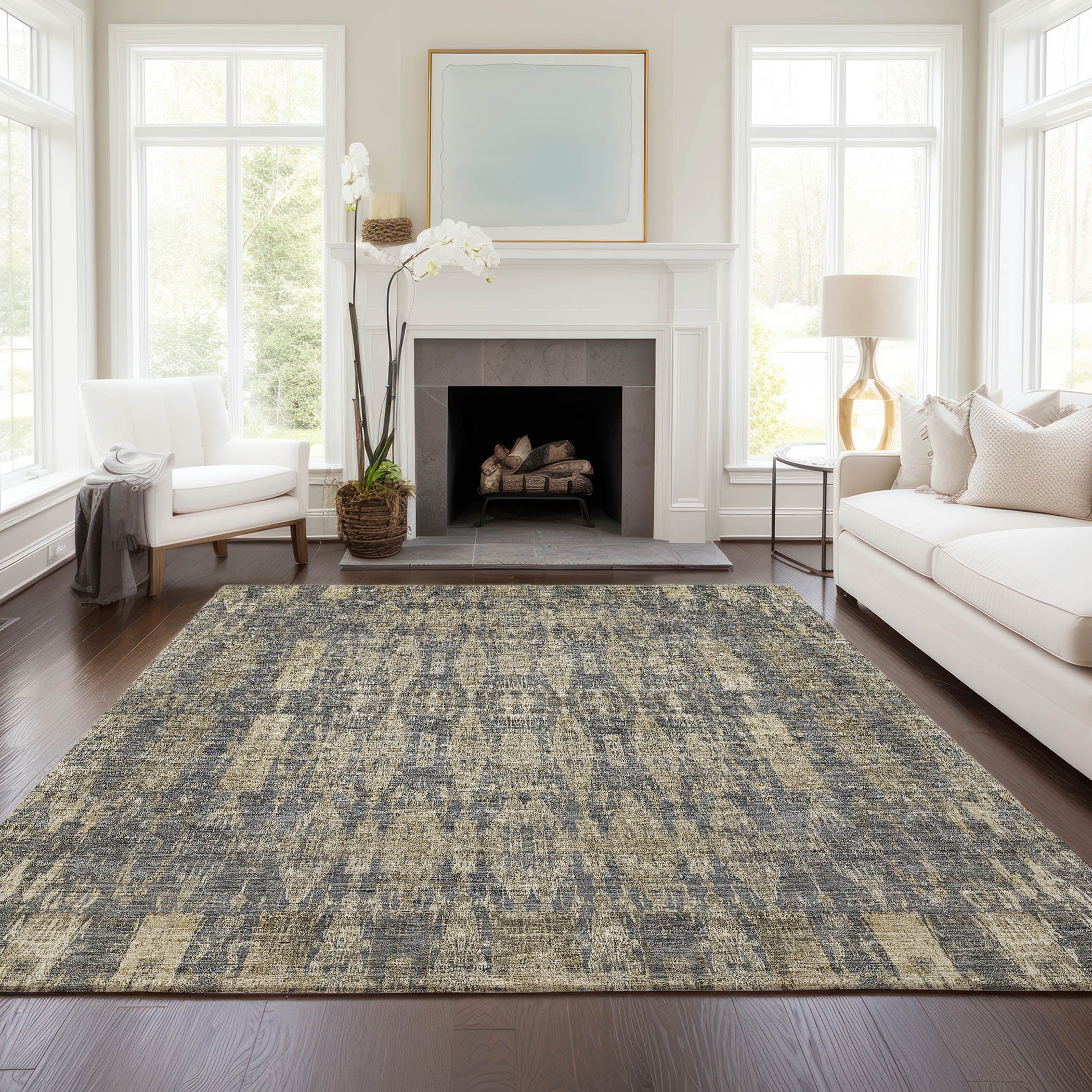 Addison Rugs ACN580GY3X5 Chantille ACN580GY 3 x 5 (ft) Polyester Gray Rectangular Indoor/Outdoor Geometric Machine washable Area rug