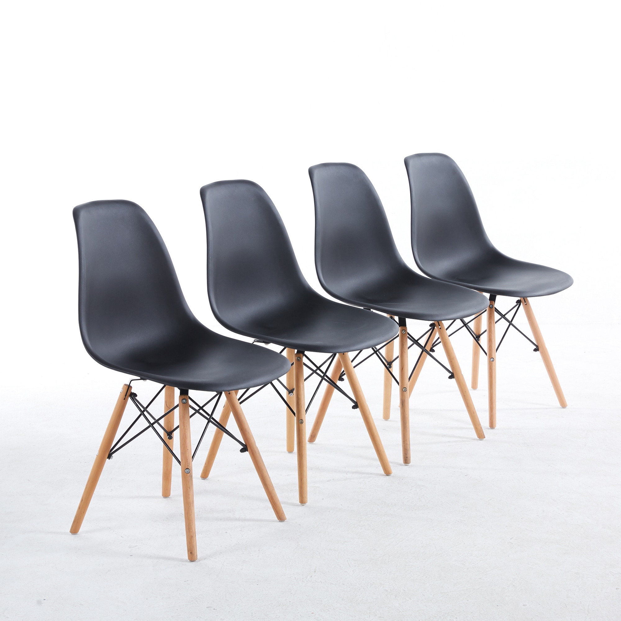 Sumyeg WF-HW65592NY-LA Plastic Modern Dining, Set of 4 Modern Black Accent Chair