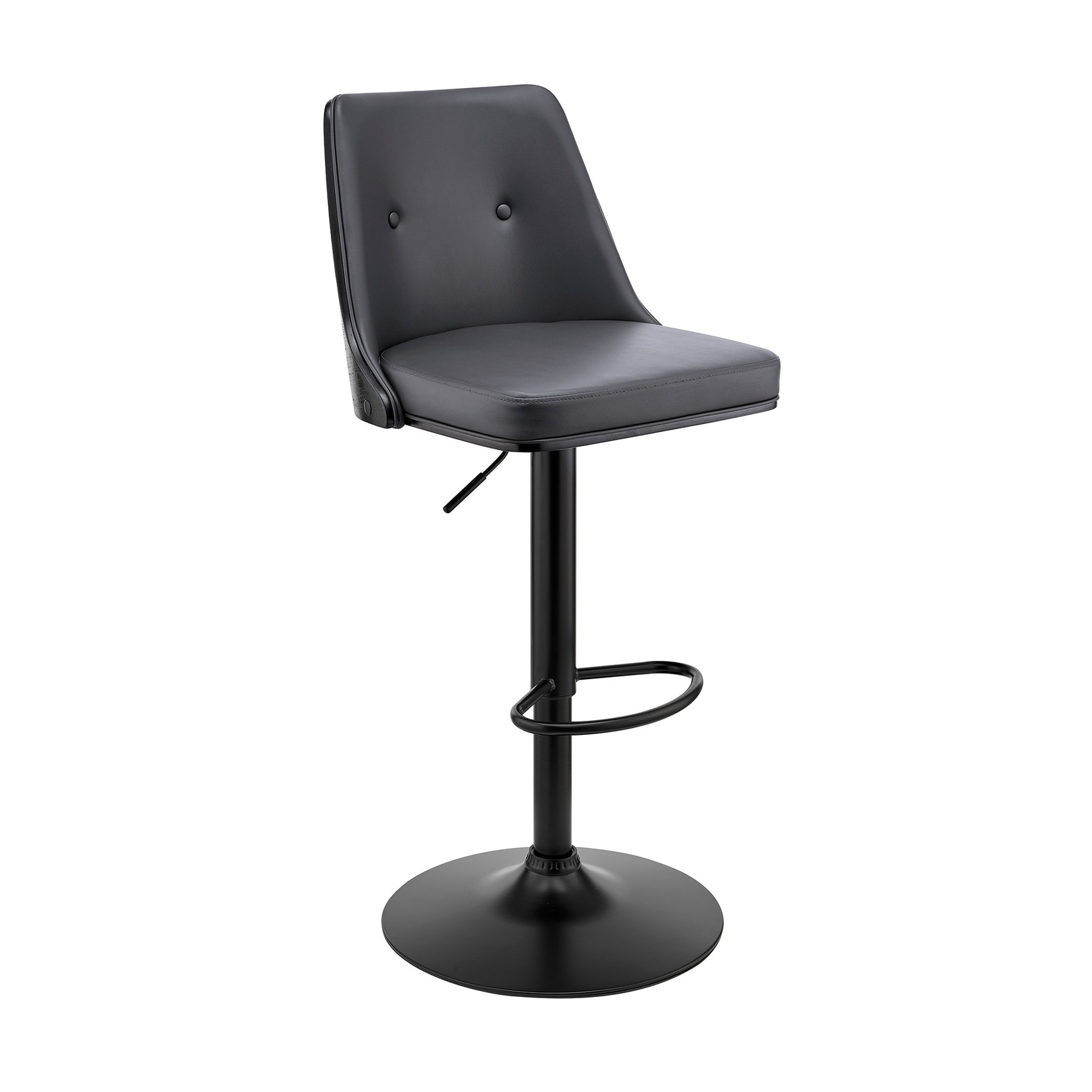 HomeRoots 4000476827 Gray 25.0-Inches H Counter height Round seat Upholstered Swivel Wood Bar Stool and Back
