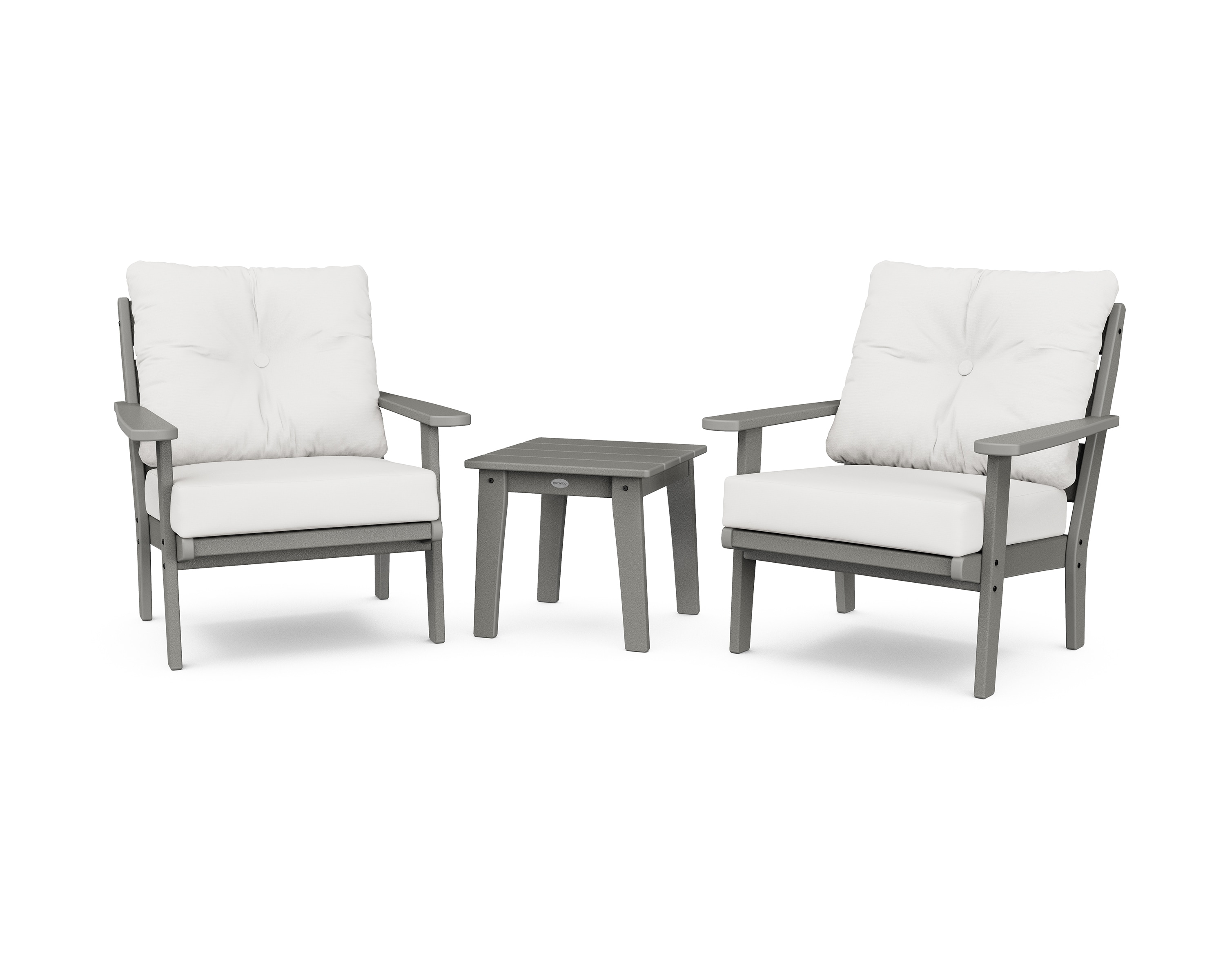 POLYWOOD Lakeside 3 Piece Patio Conversation Set with White