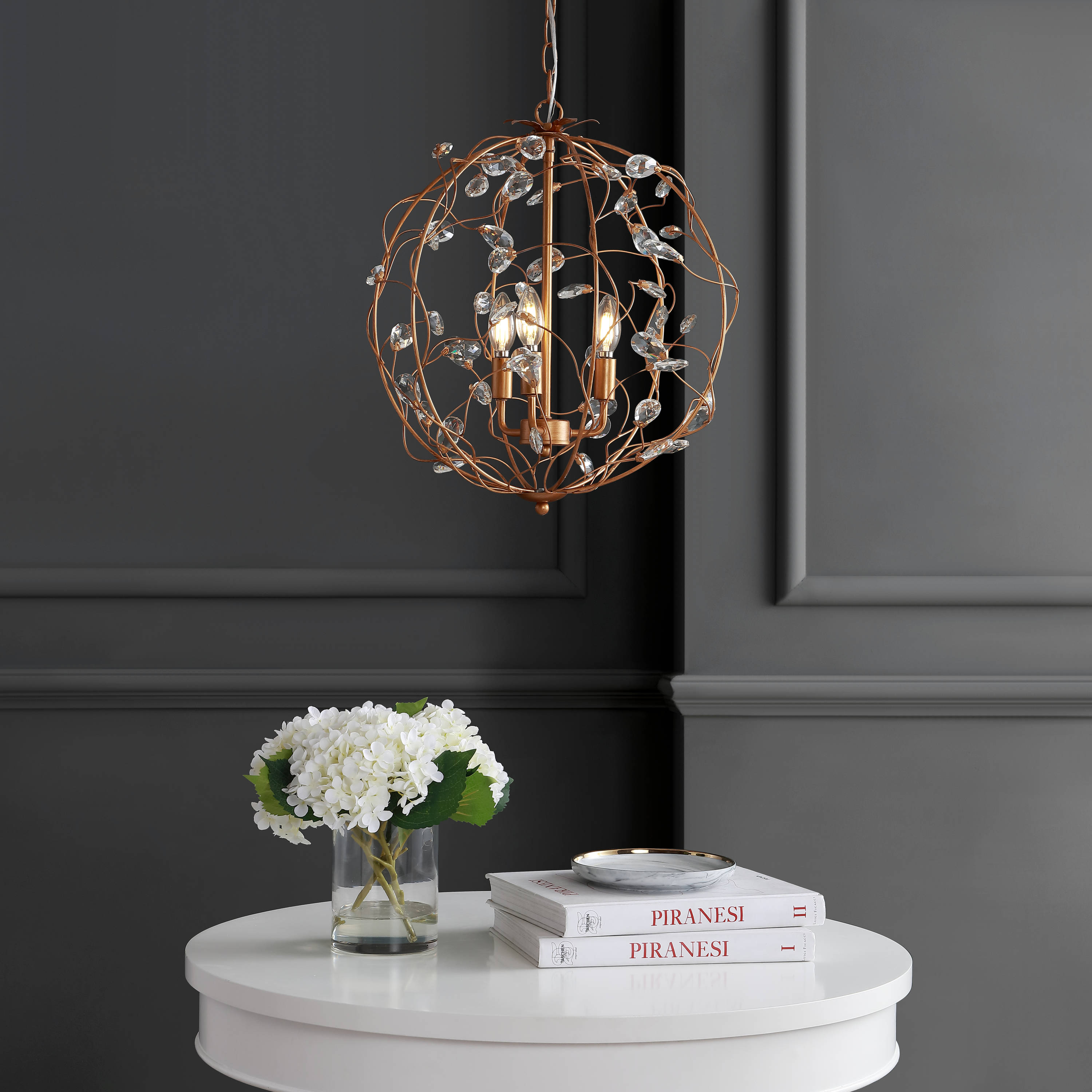 Isabelle 20" Adjustable Antique Gold LED Pendant Light