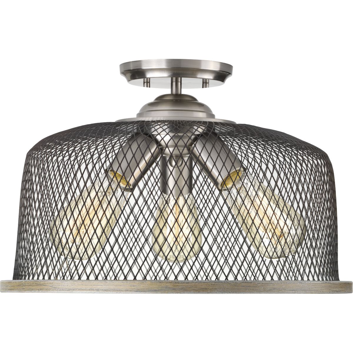 Progress Lighting P350091-009 Tilley 3 -Light 16-in Brushed Nickel Semi Flush Mount Light