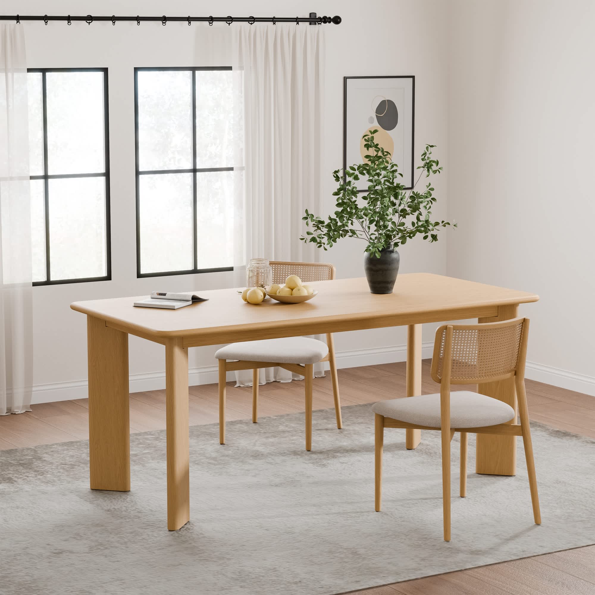 Misty Moon LW0402-DT00142 67 Inch Wooden Square Dining Table Can Accommodate Multiple People Dining At The Same Time Suitable For Both Dining And Living Rooms