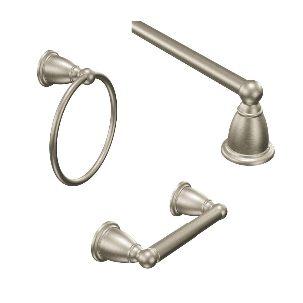 Delta 3-Piece Becker Spotshield Brushed Nickel Decorative Bathroom Hardware  Set with Towel Bar,Toilet Paper Holder and Towel Ring in the Decorative  Bathroom Hardware Sets department at
