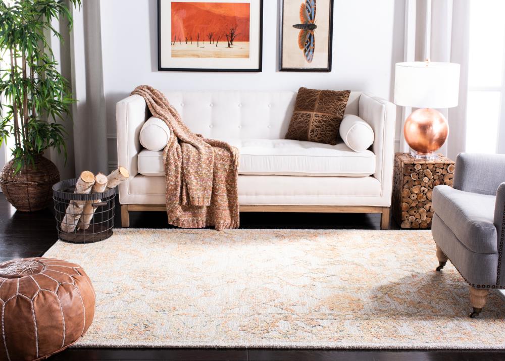 Beige and Gold 4' x 6' Handmade Wool Abstract Area Rug