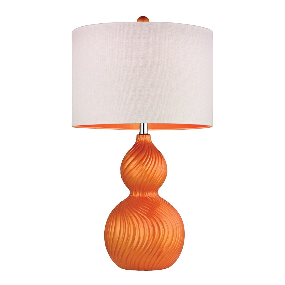 Westmore Lighting TL6052D Valeria 26-in Tangerine Swirl 3-Way Table Lamp with Fabric Shade