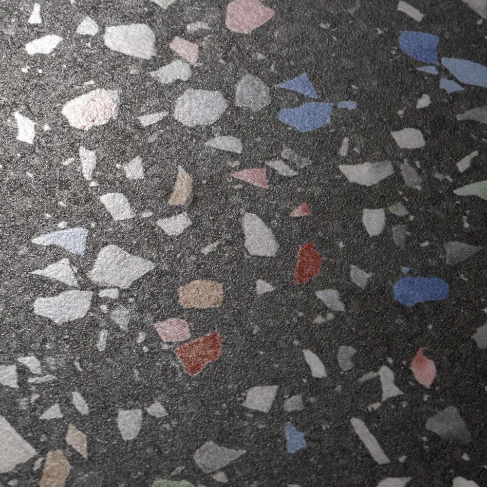 Venice Black and Multicolor Matte Porcelain Hexagon Tile