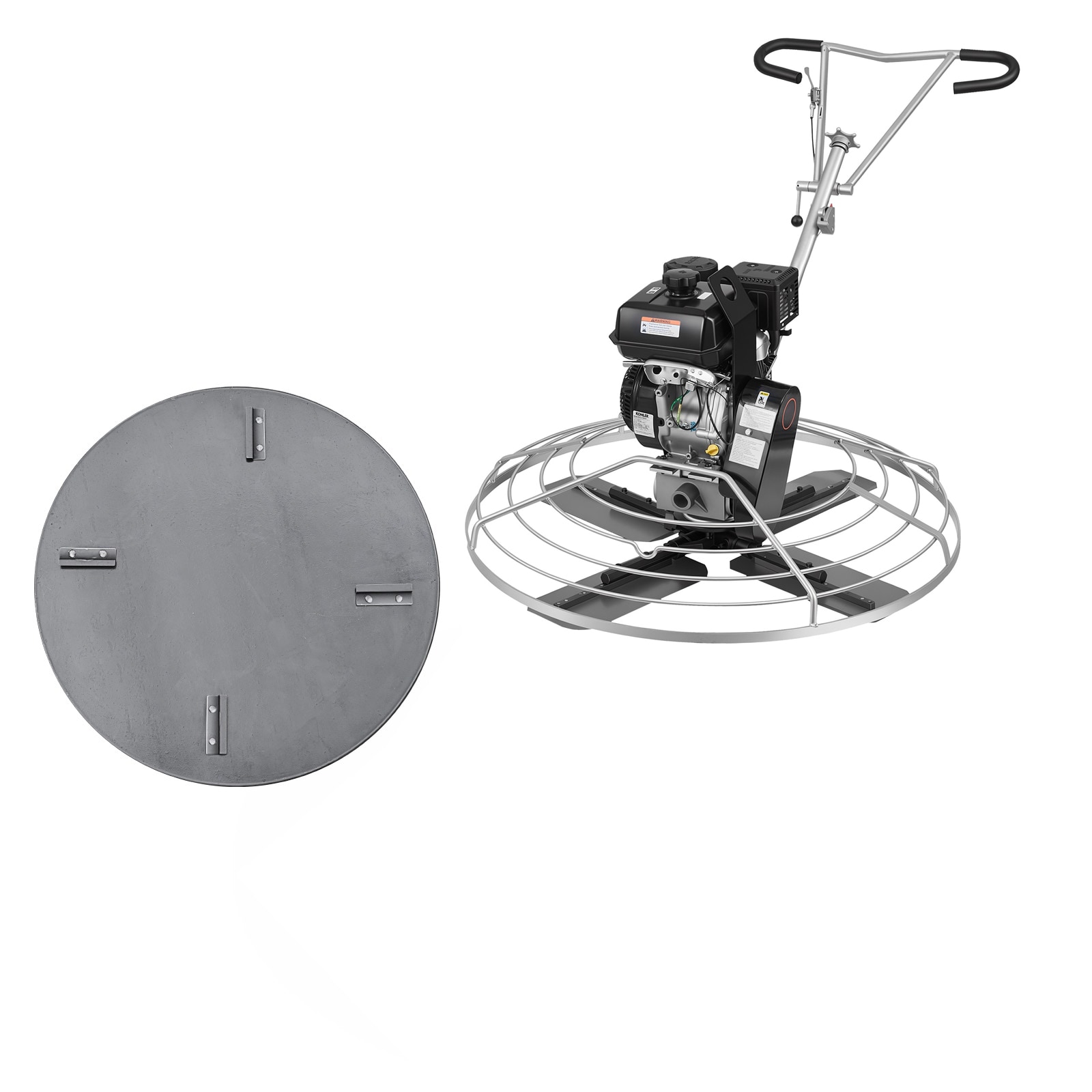 VEVOR Power Trowel 46 inch Concrete Finishing Machine with Float Pan 9.5HP Kohler Engine 4 Blades Adjustable Pitch Gas-Powered Walk-Behind Cement Surface Finisher for Smooth Floors Construction