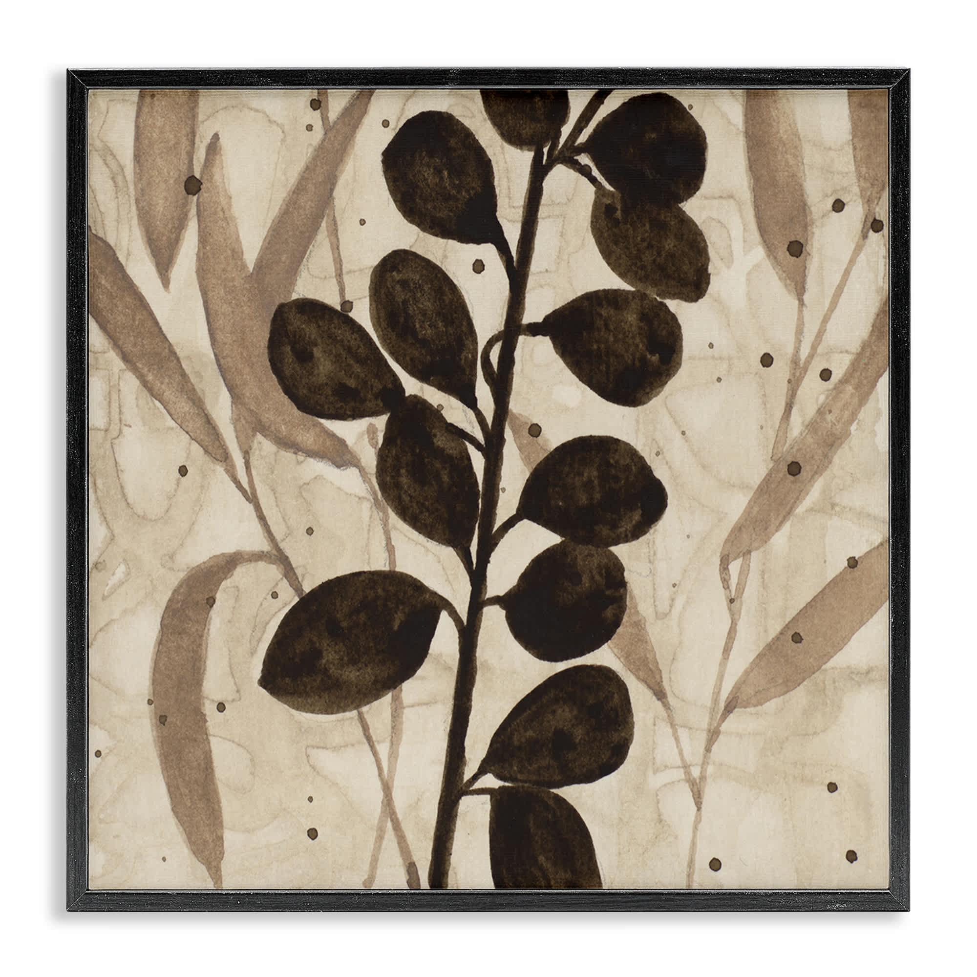 Stupell Industries BT-266-FR-17X17 Beige and Brown Natural Leaves Black Framed Giclee Art By Krinlox 17 x 17