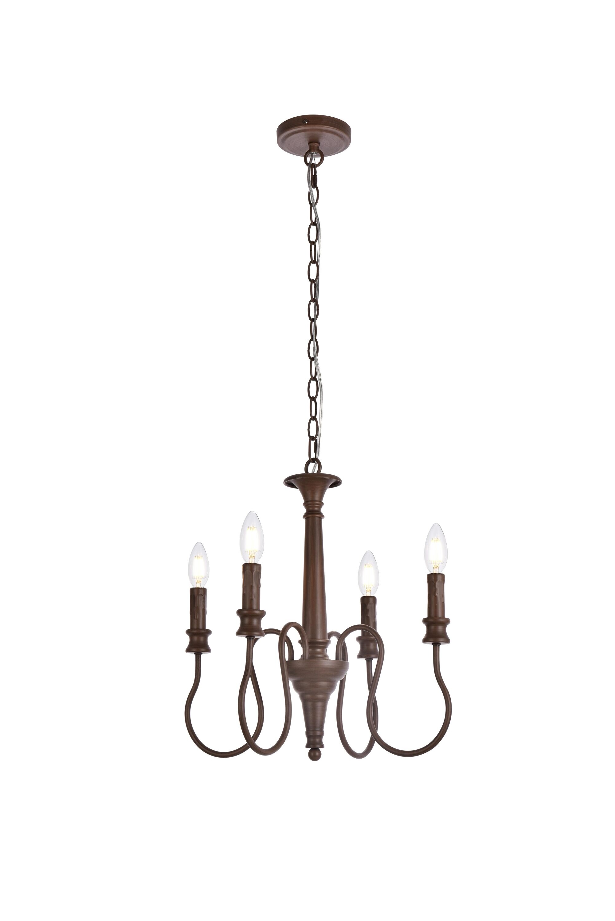 Elegant Decor HFDL21129D17WOK Home Furnishing 4 -Light Weathered Oak Mid-century Drum Medium Hanging Pendant light