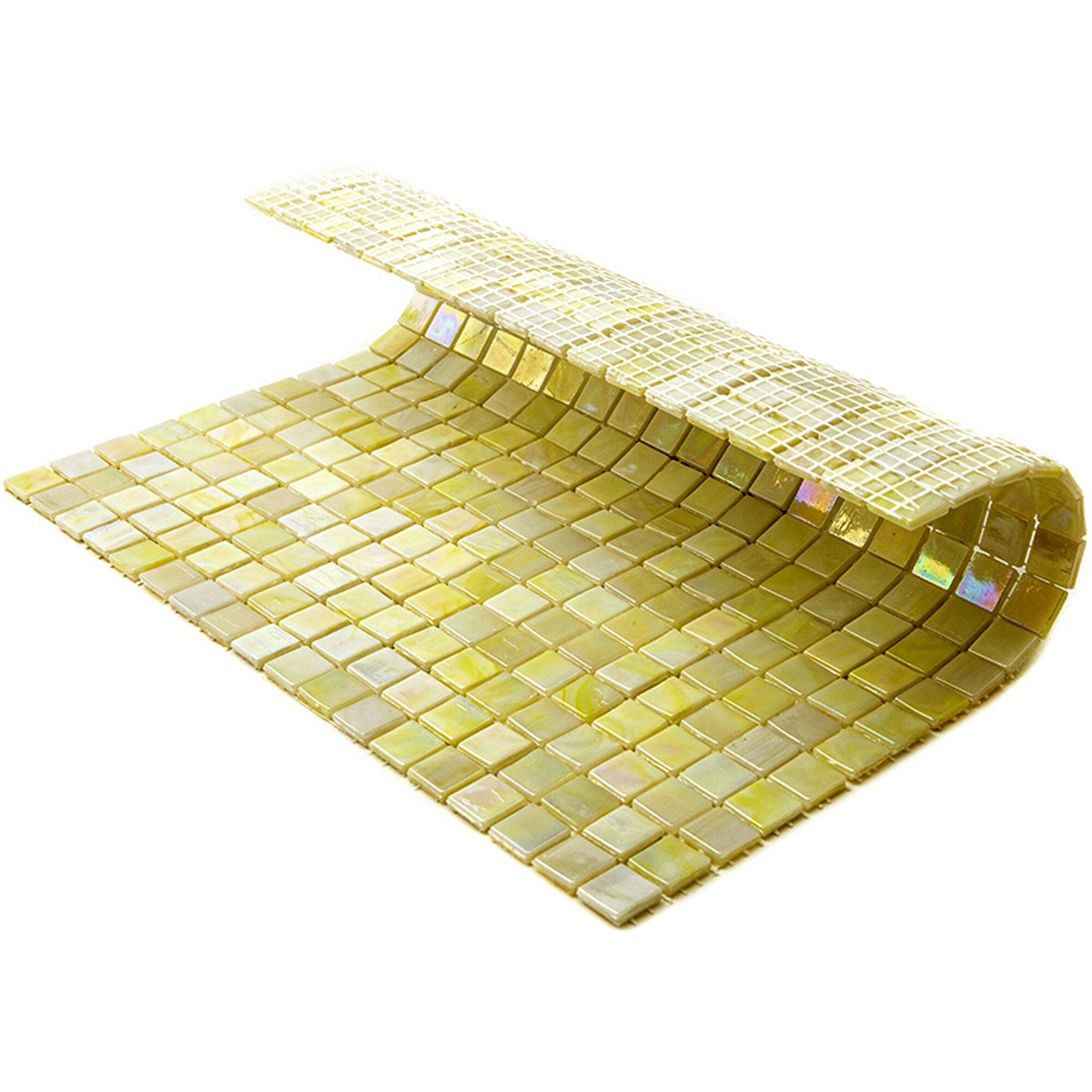 11.6" Glossy Iridescent Yellow and Gold Glass Mosaic Tile