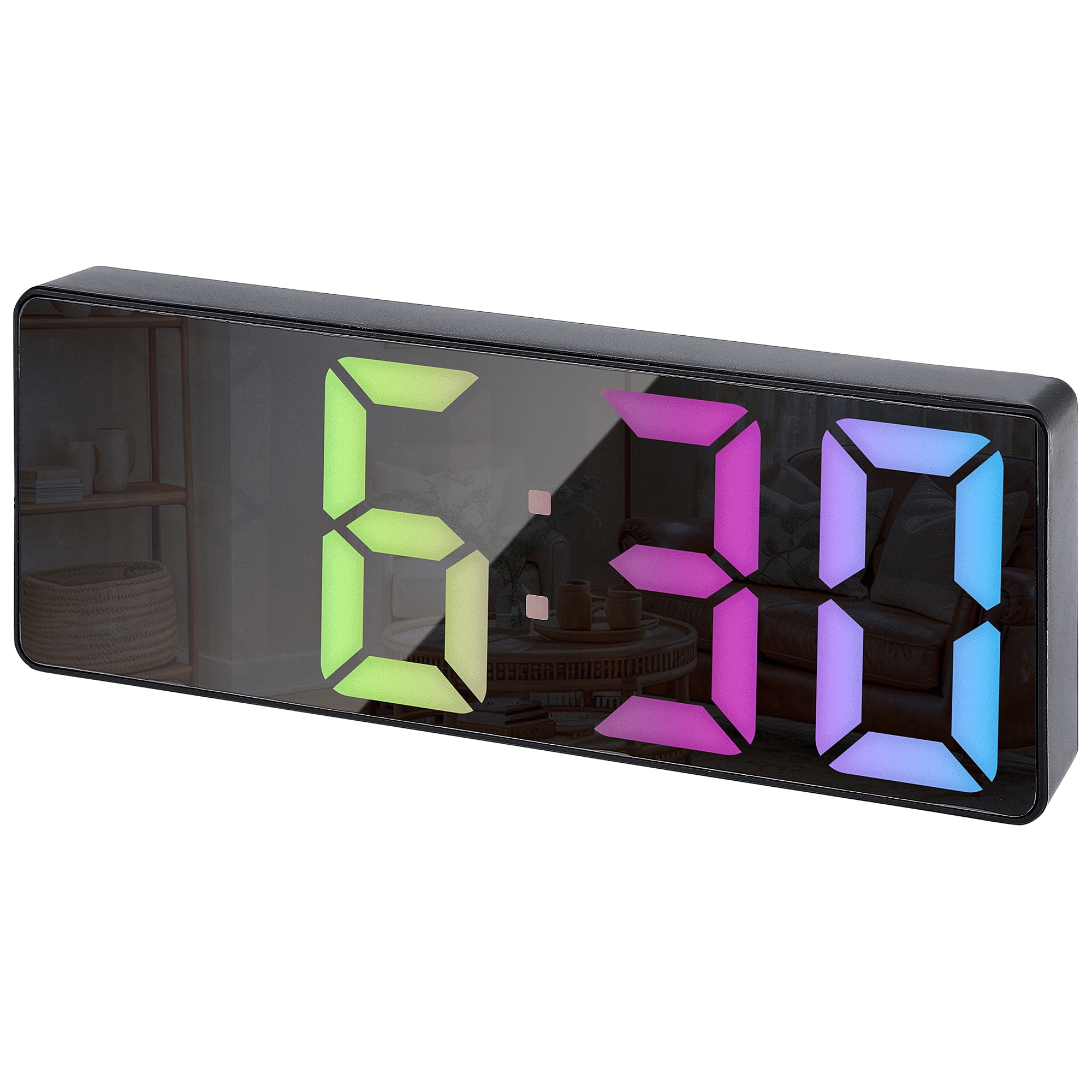 Unique Bargains Big Rainbow Numbers LED Alarm Clock with 3