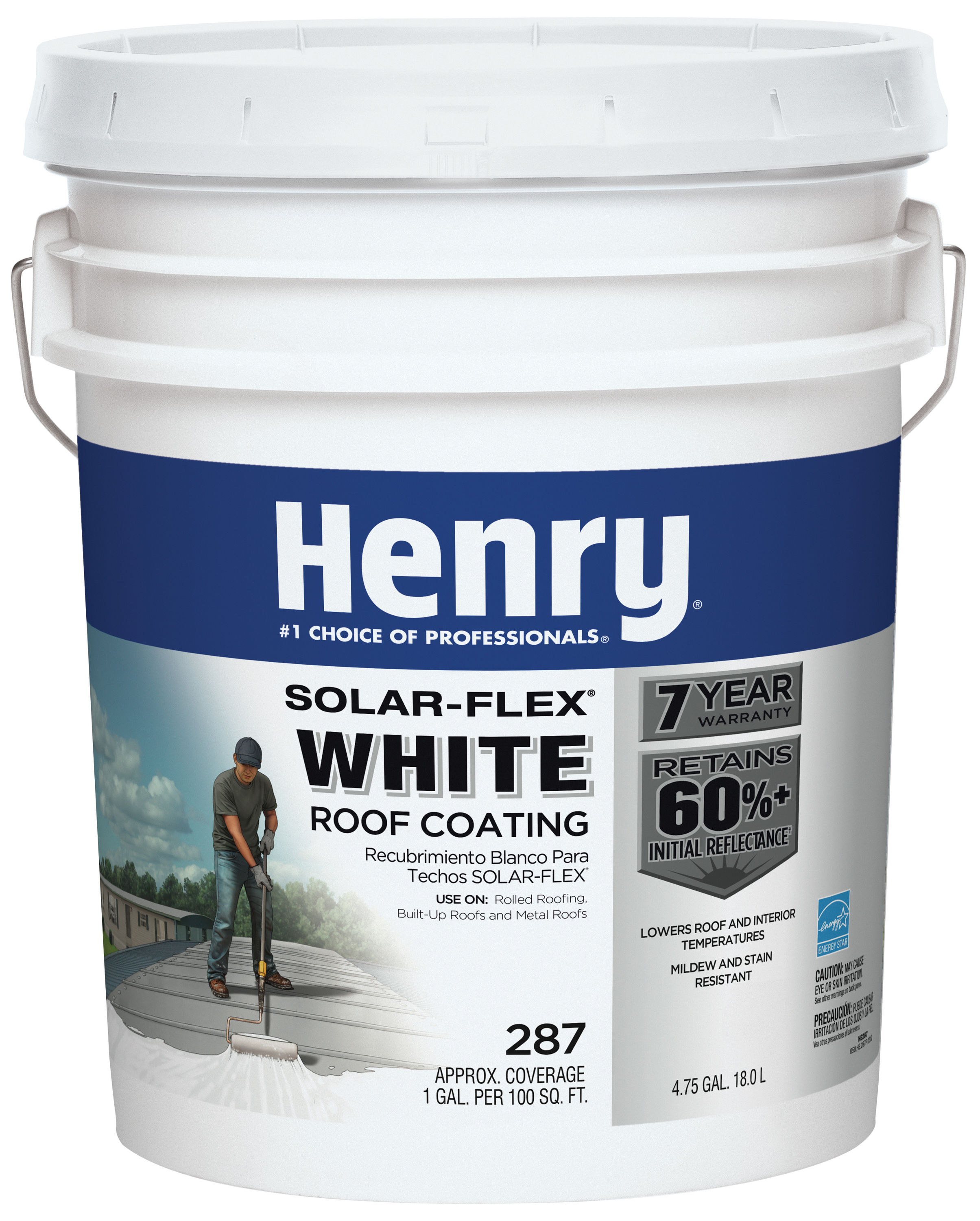 Celebridad Asesino sitio Henry Company Solar-Flex 4.75-Gallon White Elastomeric Reflective Roof  Coating (7-year Limited Warranty) in the Reflective Roof Coatings  department at Lowes.com