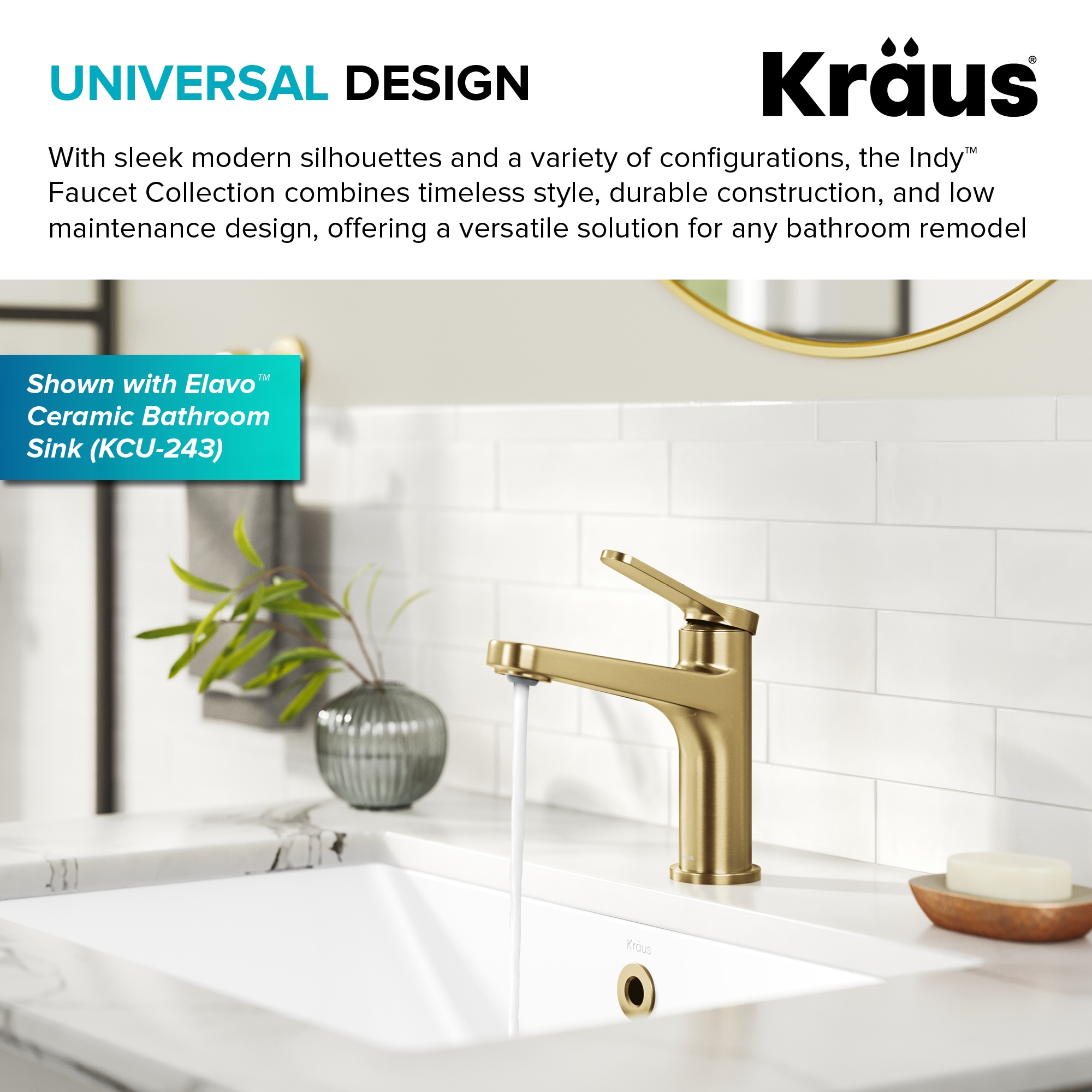 Indy Spot-Free Brushed Brass Single Handle Bathroom Faucet