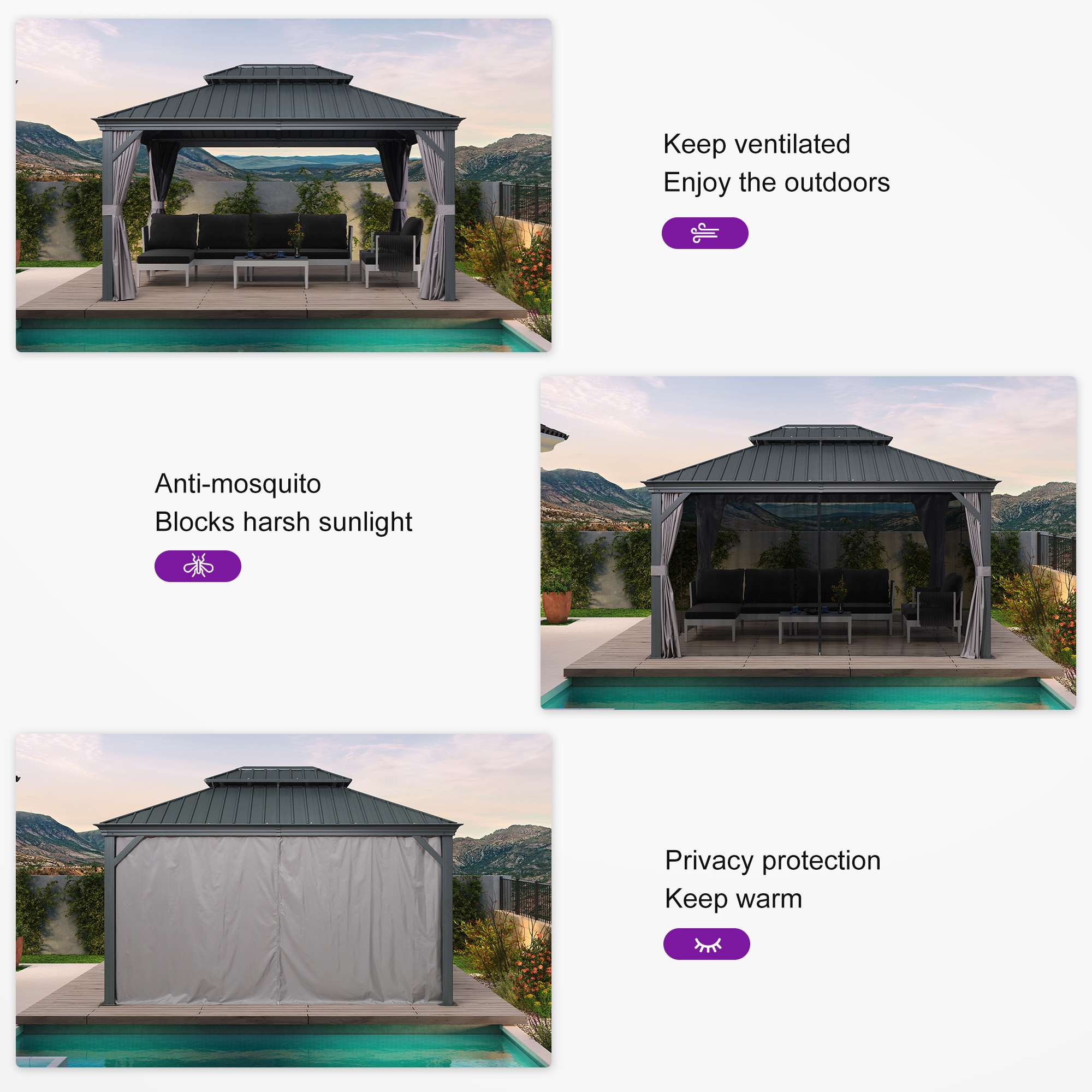 PURPLE LEAF LS04GHTG1114-1 Wood-Resin-Gazebos - View #7