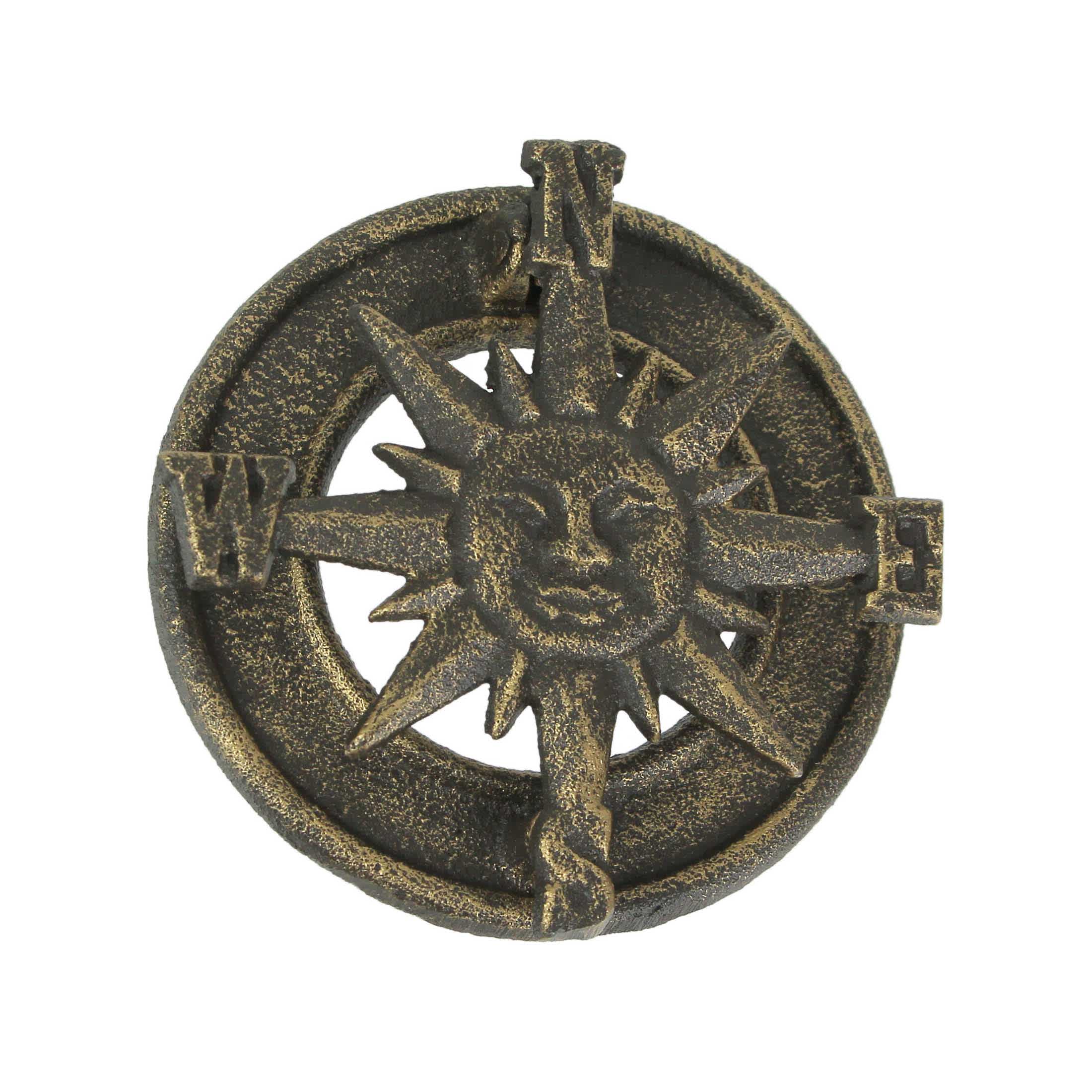 Zeckos ZKO-99146 Bronze Cast Iron Decorative Sun Compass Rose Door Knocker Rustic Home Decor