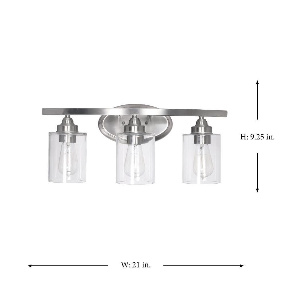 Shelbie 21-in 3-Light Brushed Nickel Transitional Vanity Light at Lowes.com