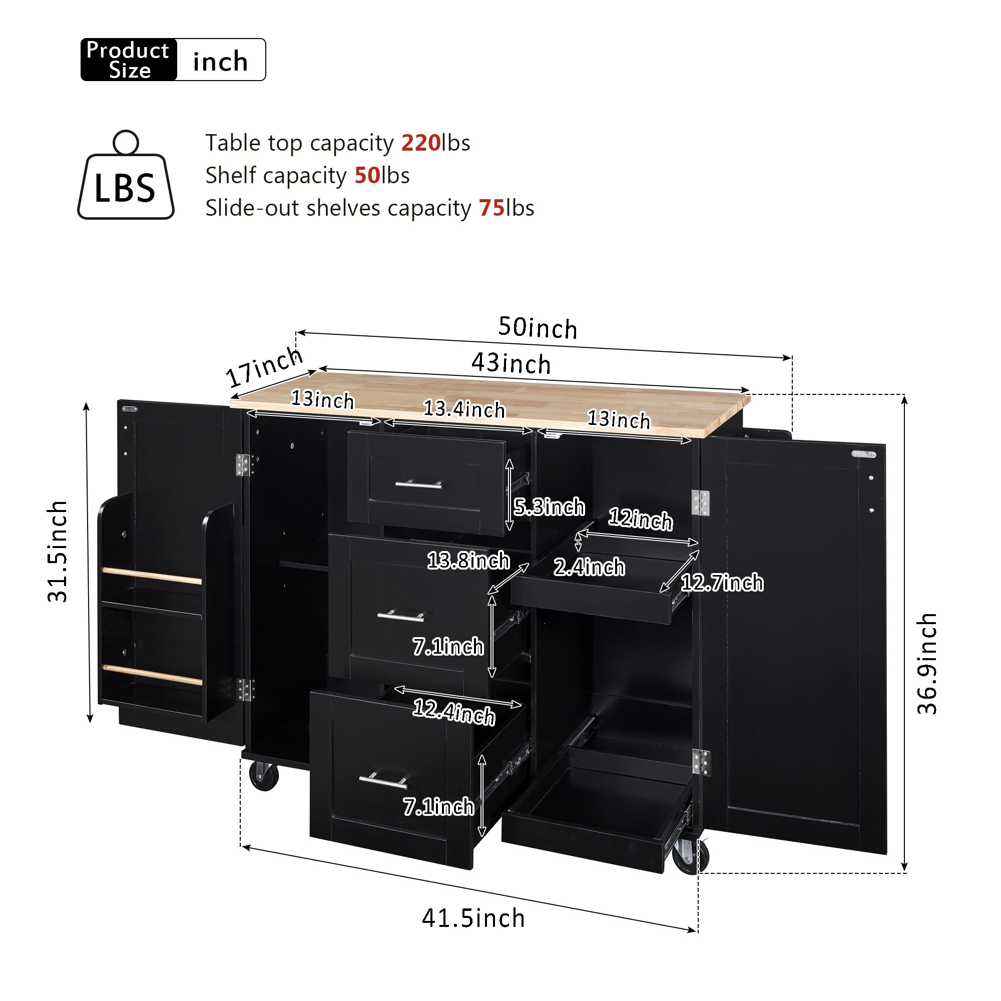 Kahomvis KK-QPO2-1B Kitchen-Furniture - View #3