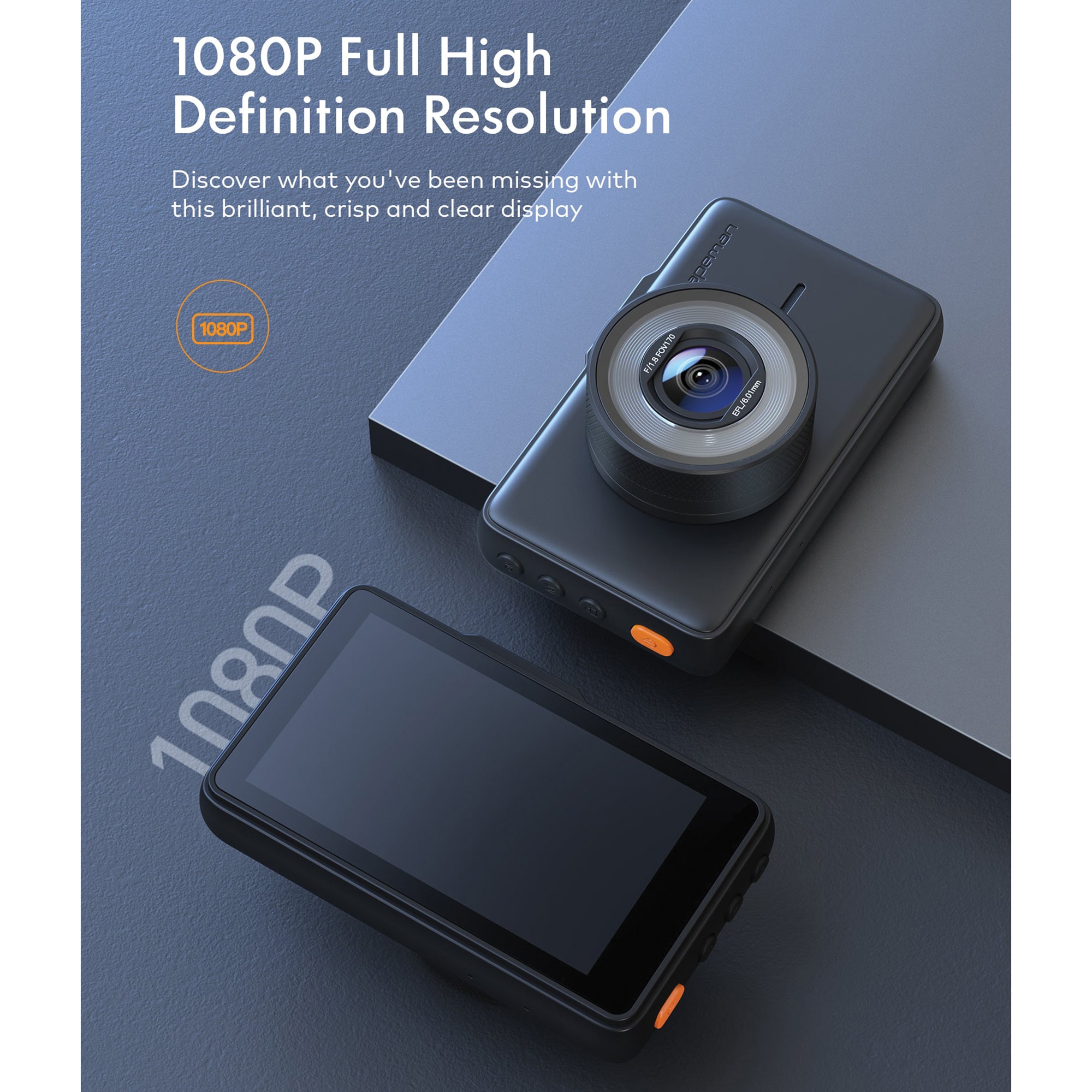 Apeman Dash Cam 1080P FHD 3 Inch LCD Screen 170°Wide Angle C450A