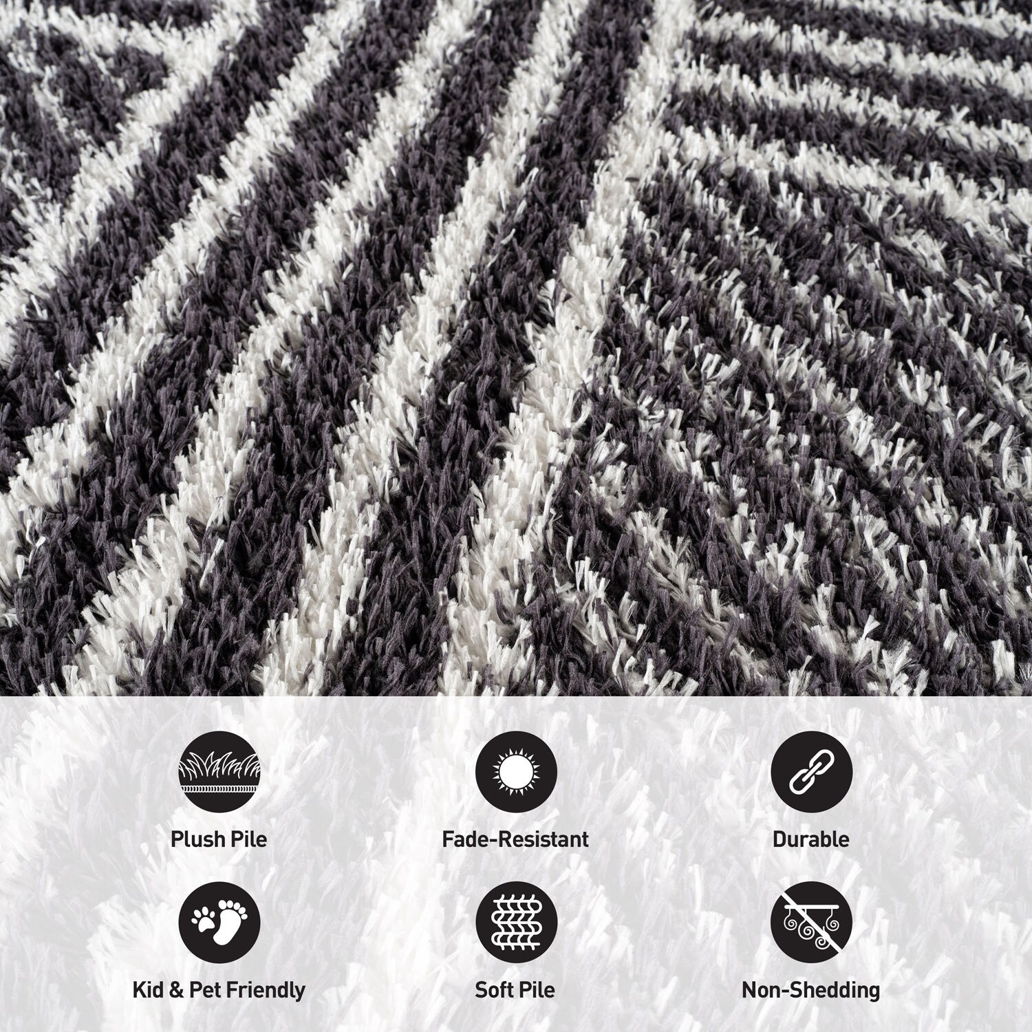 World Rug Gallery Horizon 2 x 8 (ft) Loomed Polyester Anthracite ...