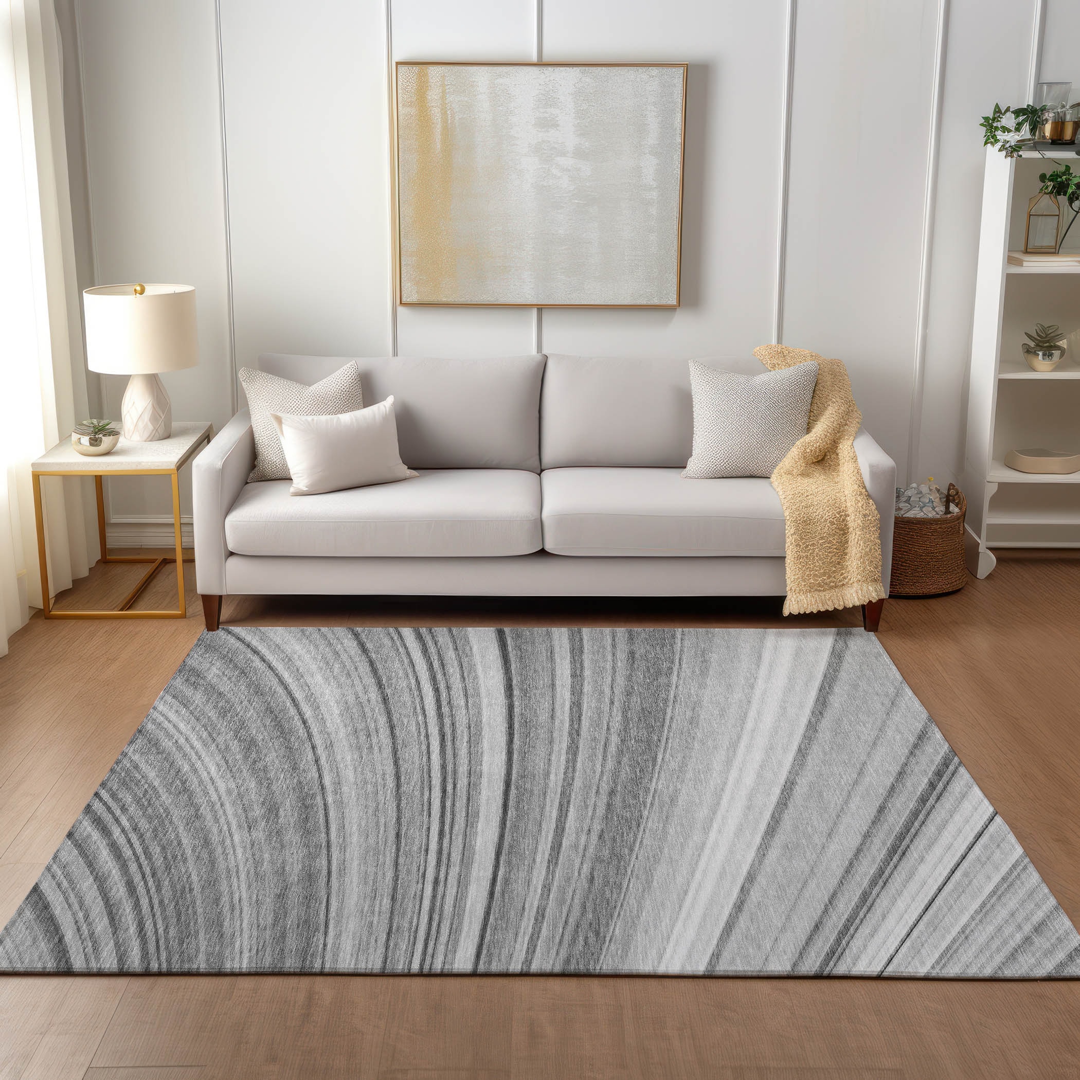 Addison Rugs ACN585GY3X5 Chantille ACN585GY 3 x 5 (ft) Polyester Gray Rectangular Indoor/Outdoor Geometric Machine washable Area rug