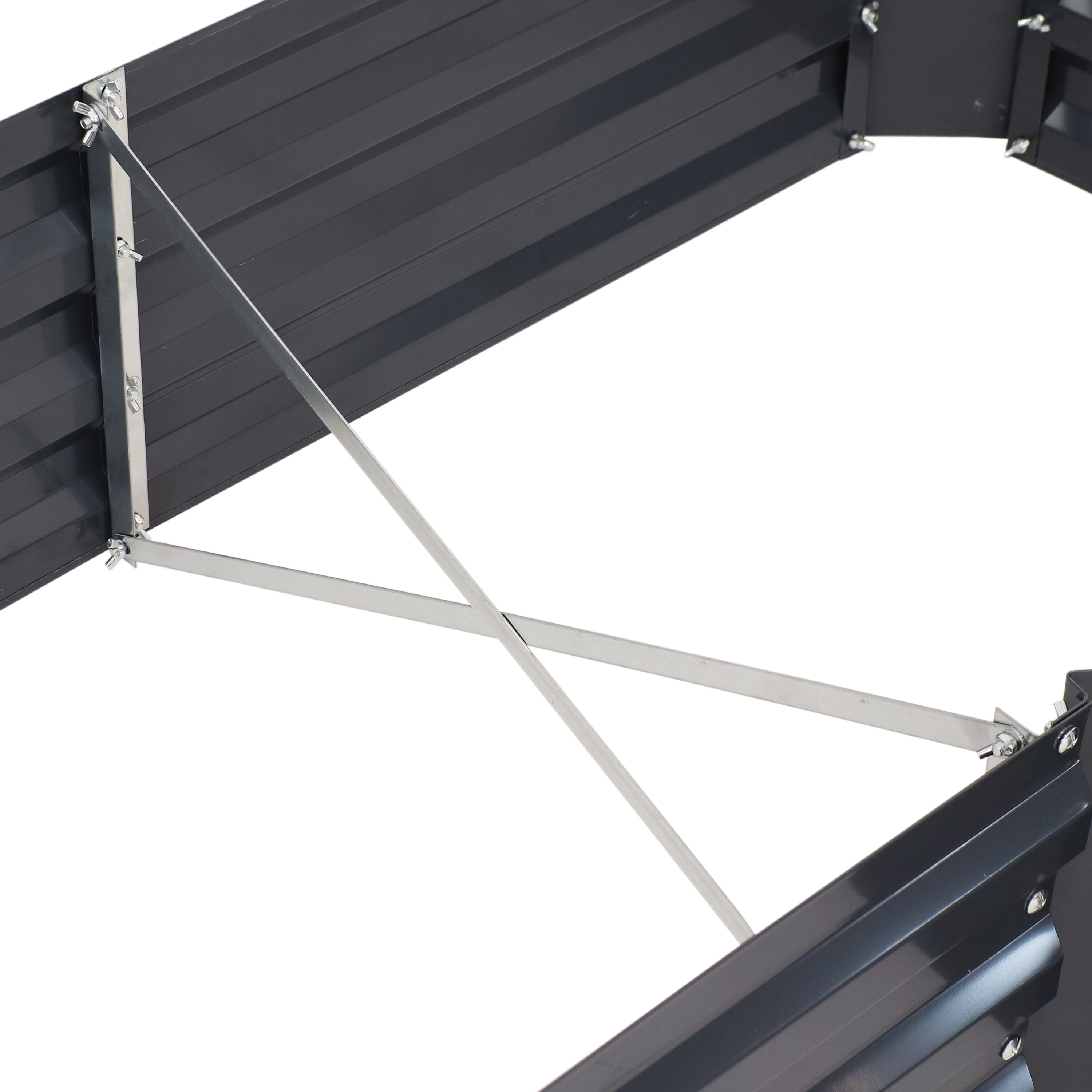 Dark Gray Galvanized Steel L-Shaped Raised Garden Bed