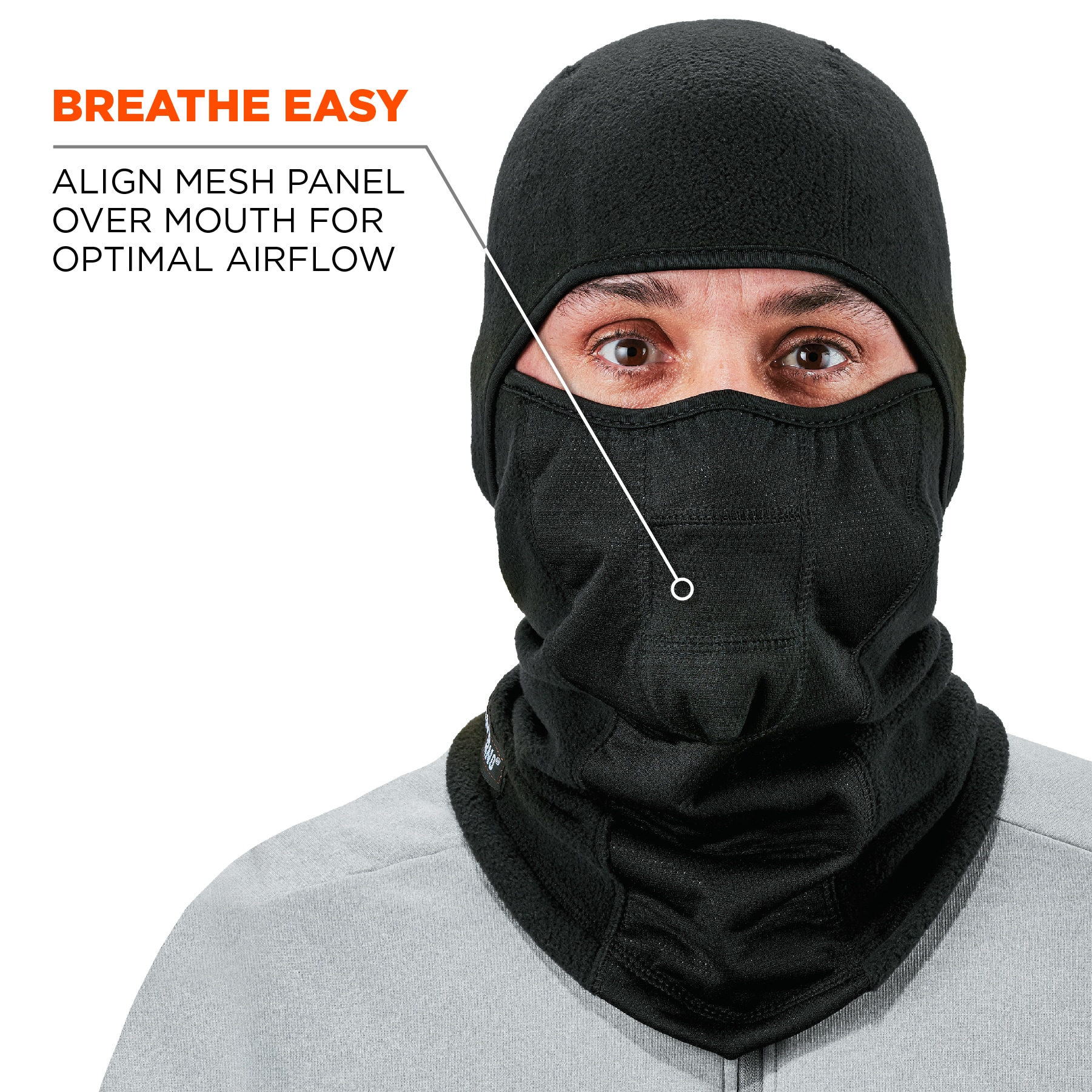N-Ferno Black Wind-proof Hinged Balaclava Face Mask - Versatile
