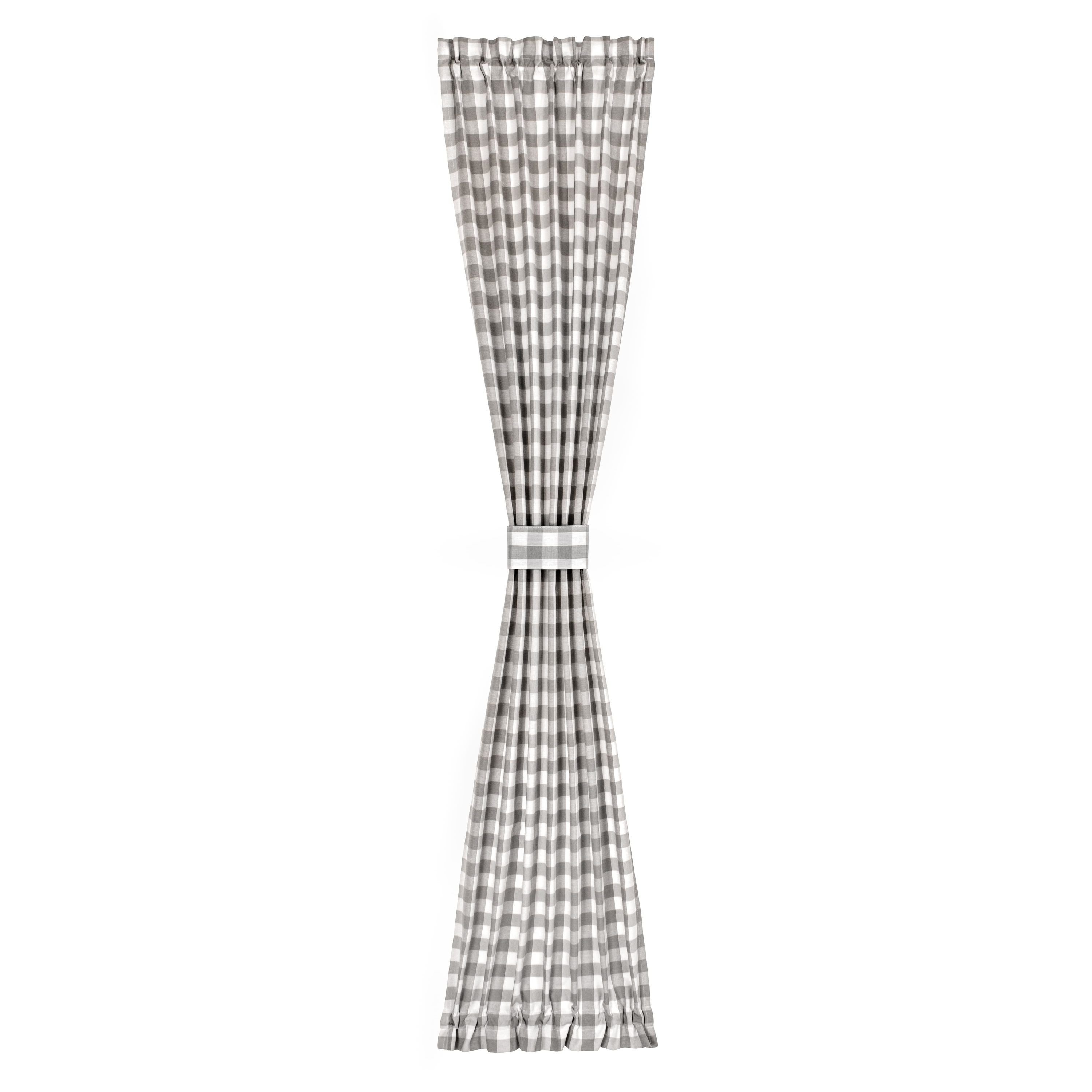 Achim BC25X72GY6 72-Inches Grey Plaid Light filtering Rod pocket Curtain panel pair