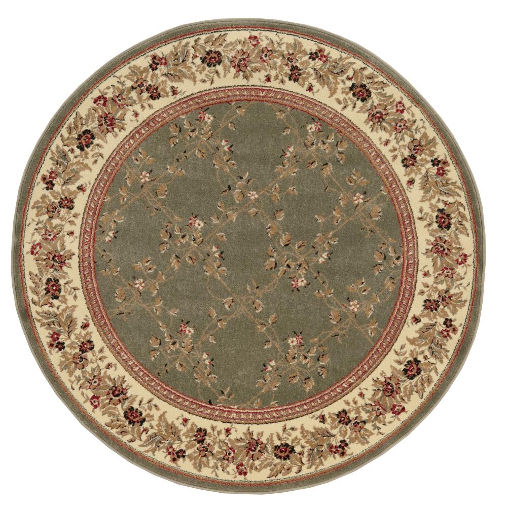 Radici USA 1590/3006/SAGE Como 5 x 5 (ft) Polypropylene Sage Round Indoor Trellis Oriental Area rug