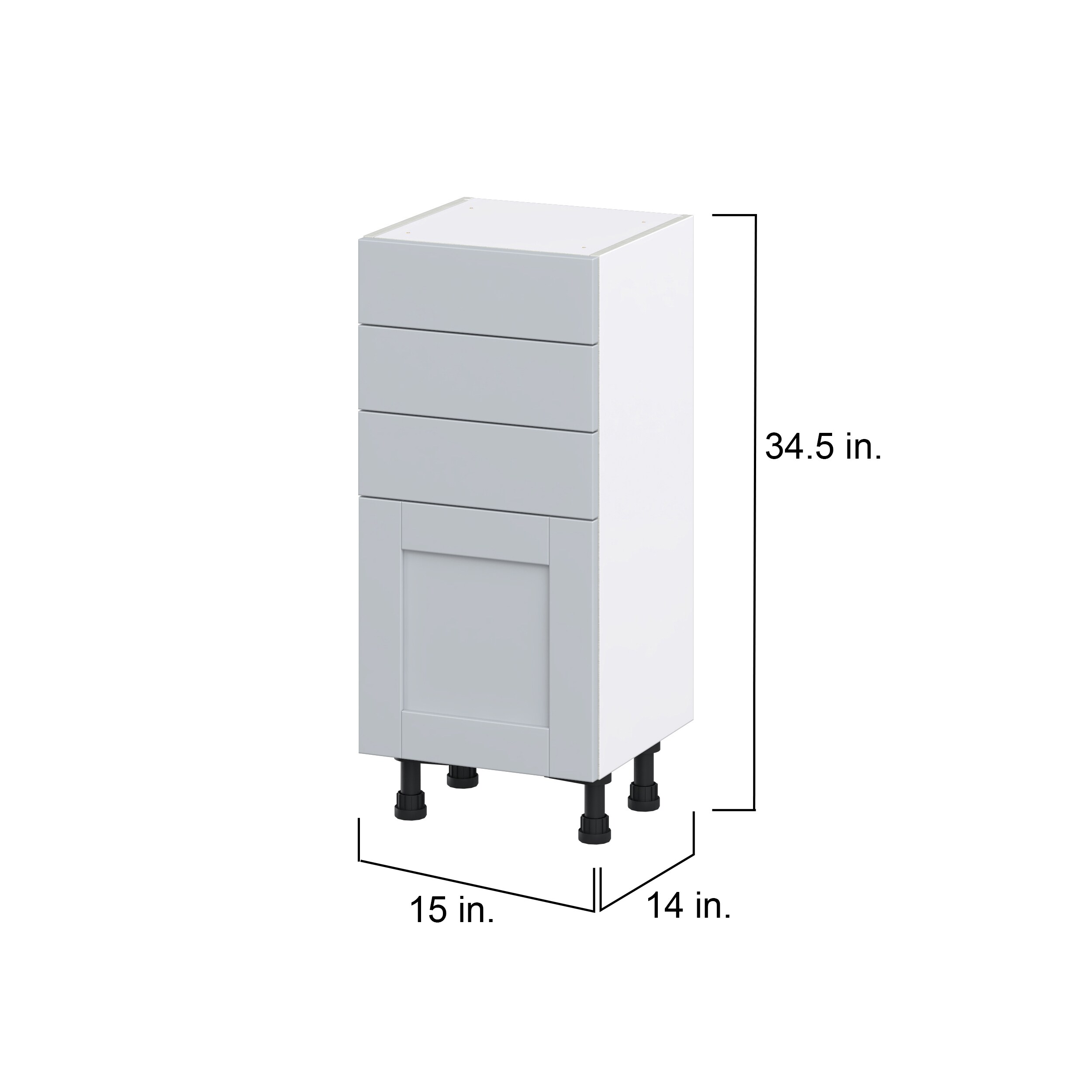 Hugo&Borg Charlesberg 15-in W x 34.5-in H x 14-in D Gray 3-Drawers Base Fully Assembled Cabinet (Flat Panel Shaker Style)