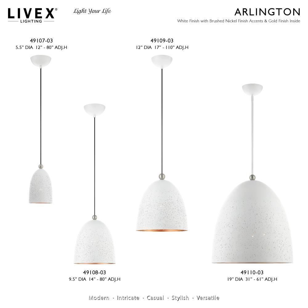 Arlington Mini Globe Pendant Light with Gold Interior & Brushed Nickel Finish