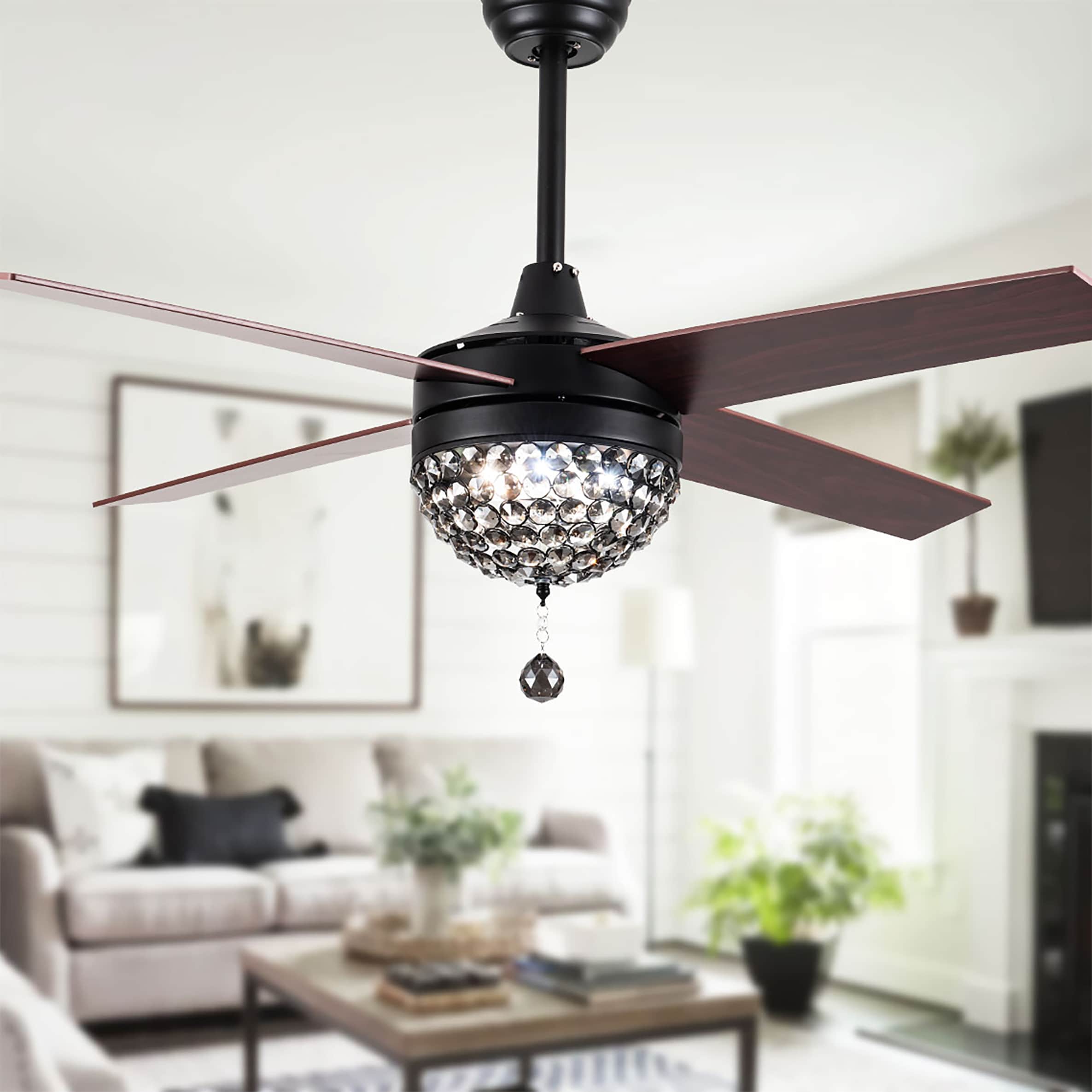 Cusp Barn BD2001-B-52 BD2001 52-in Black Indoor Ceiling Fan with Light and Remote (5-Blade)