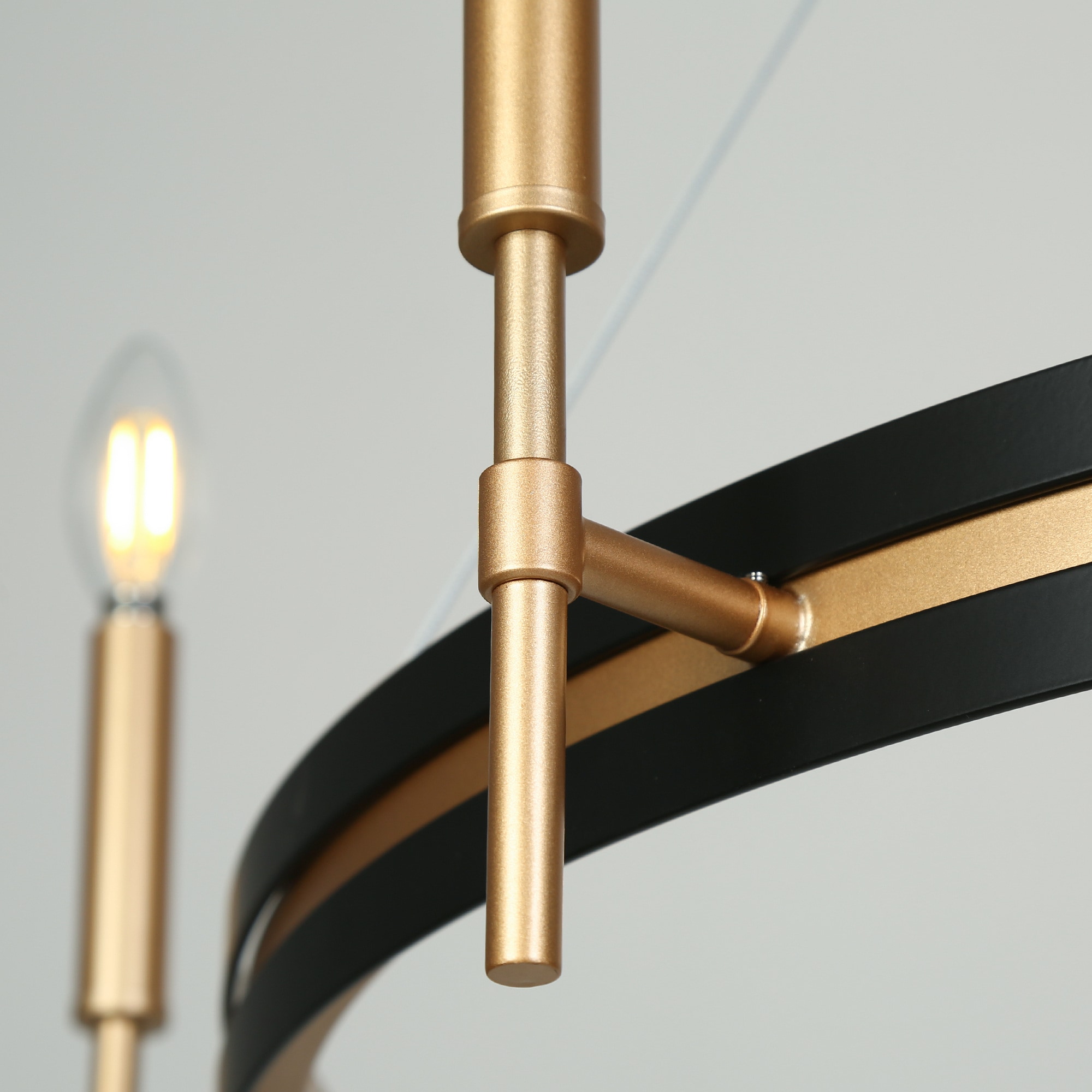 Froebon Black and Gold 6-Light Candle Chandelier