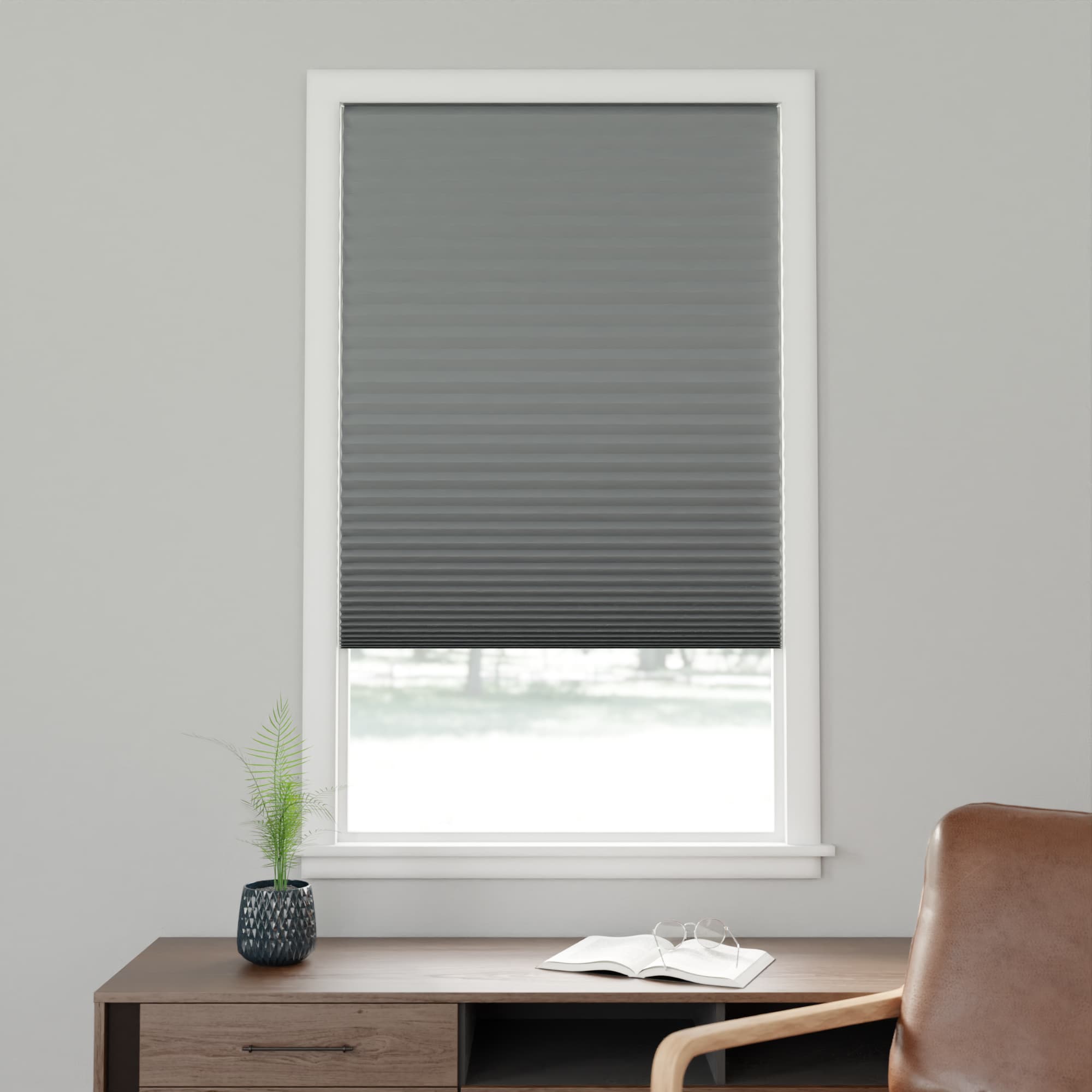 Project Source 36-in x 72-in Gray 4Pk Blackout Cordless Temporary Shade ...