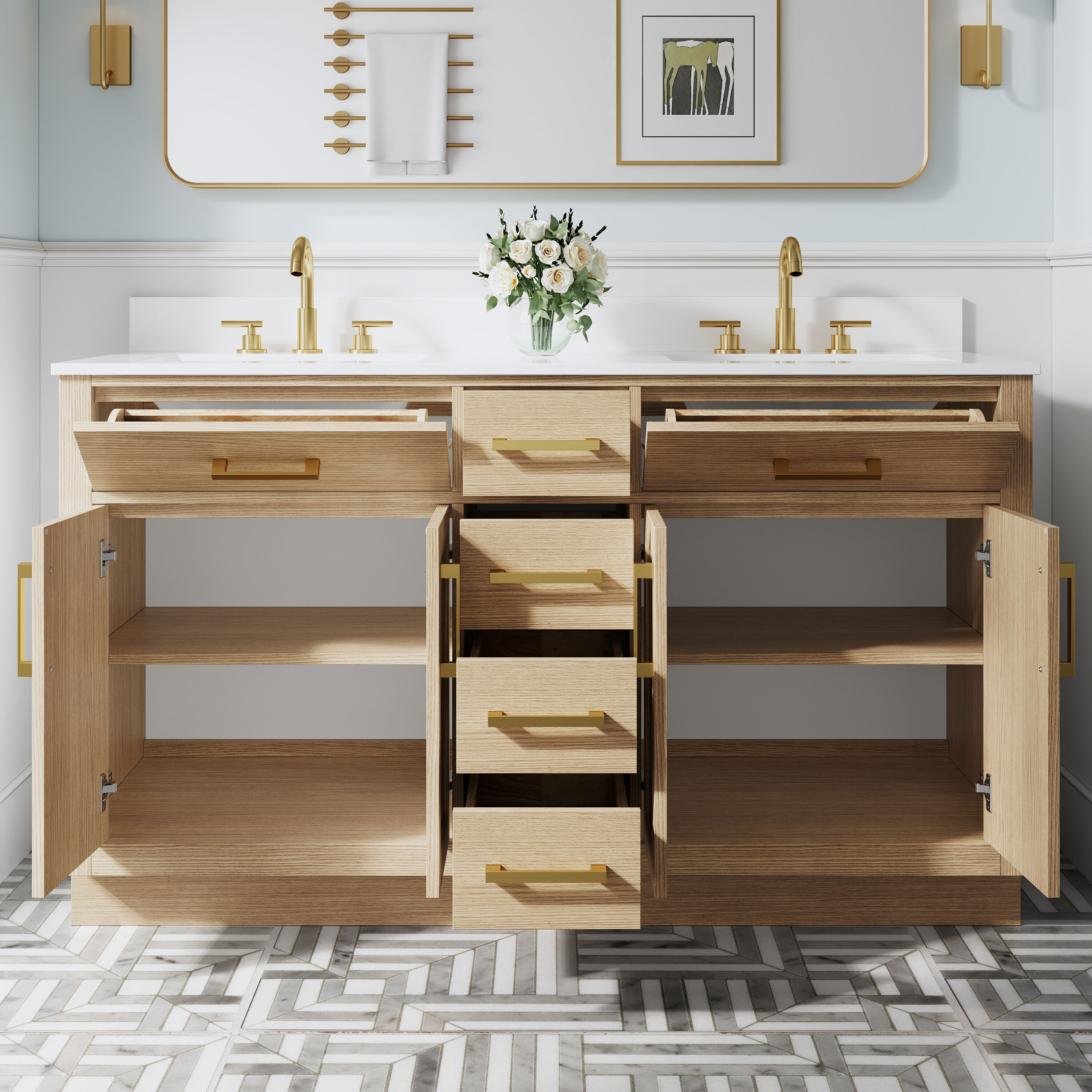 WELLFOR ALISON48QZ-WT Bath-Vanity-Combo - View #2