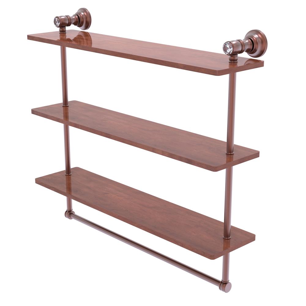Allied Brass CC-5-22-TB-IRW-CA Carolina Crystal Antique Copper 3 -Tier Wall mount Bathroom Shelf ( 22-in x 19.7-in x 5-in )