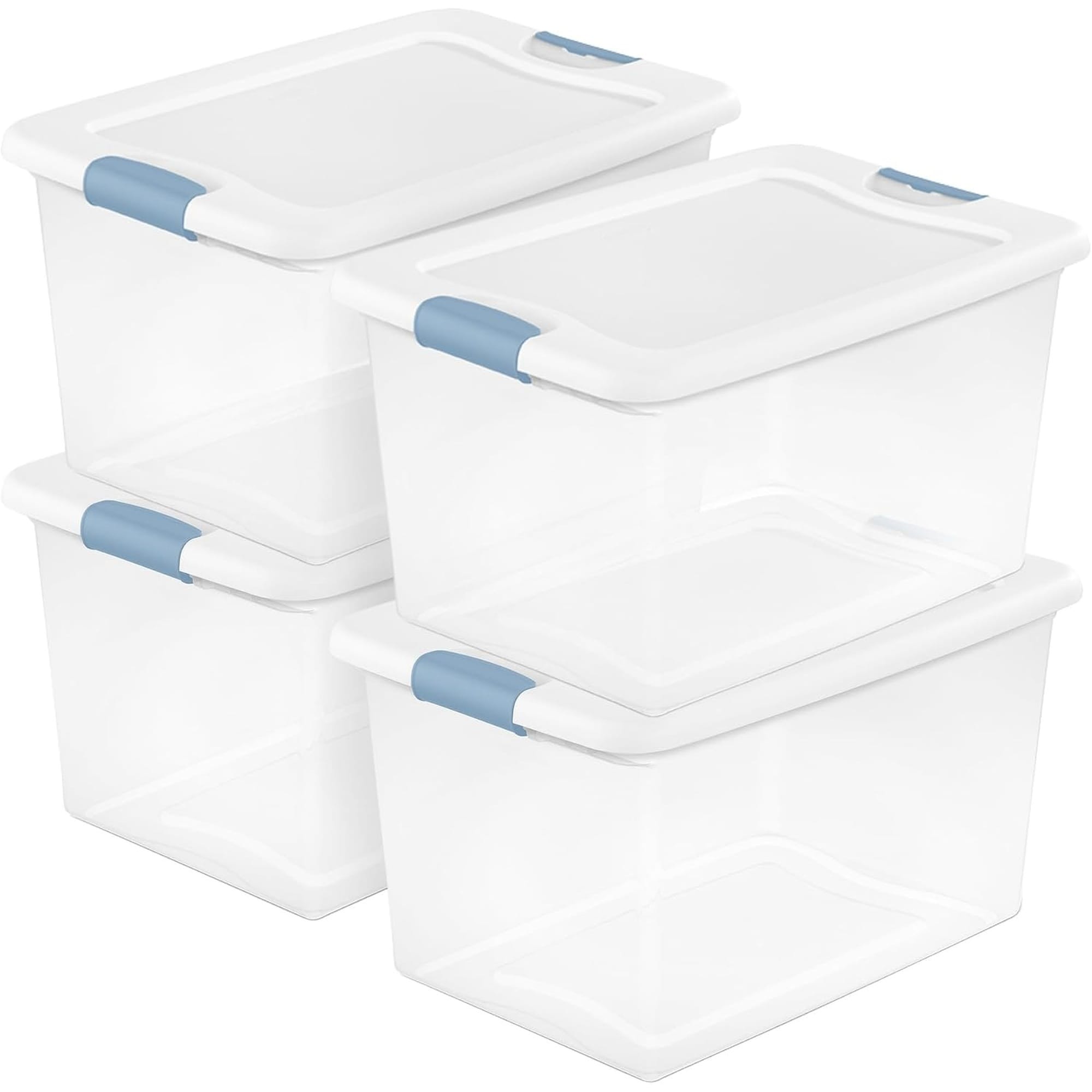 Wudkey Clear Plastic Storage Organizer Bins with Lids 4 Pack