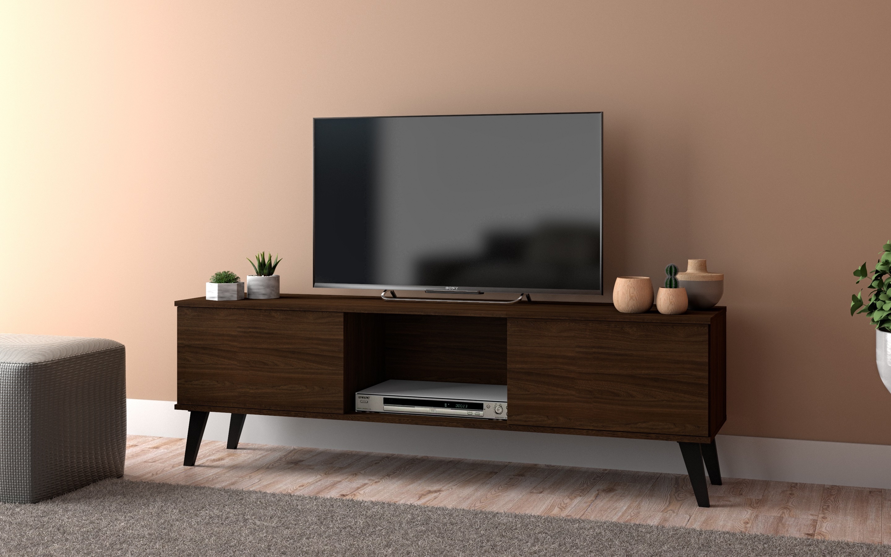 Manhattan Comfort 174AMC174 Doyers Modern/Contemporary Nut Brown TV stand ( Accommodates TVs up to 50-in )