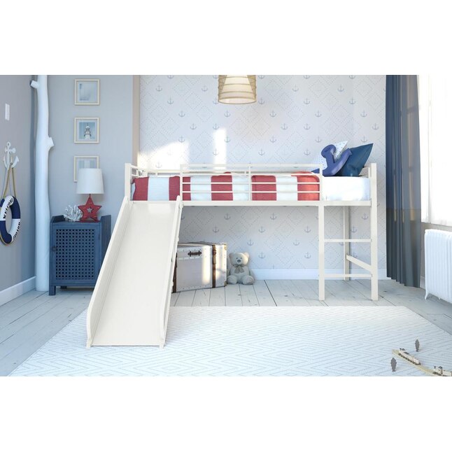 Dhp White Twin Study Loft Bunk Bed In, Dhp Loft Bed Curtain Set