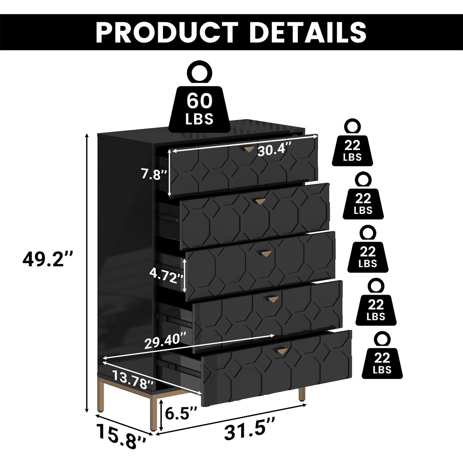 Mondawe MO-JH-009015-BK chests - View #6