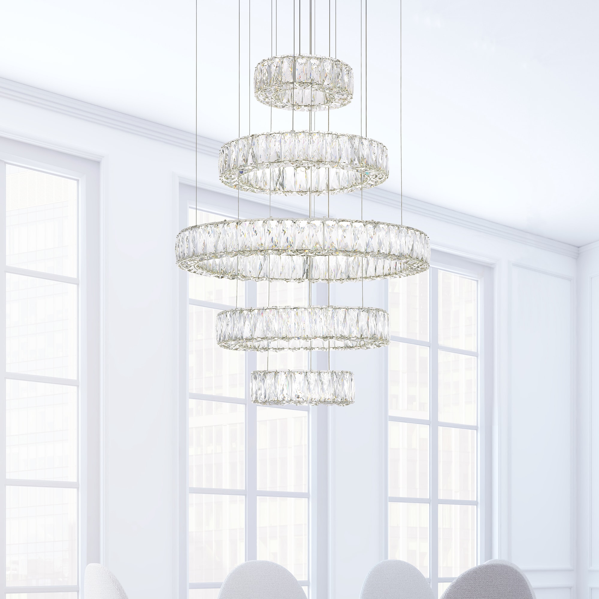 Madeline Chrome 24" LED Crystal Chandelier with Adjustable Height