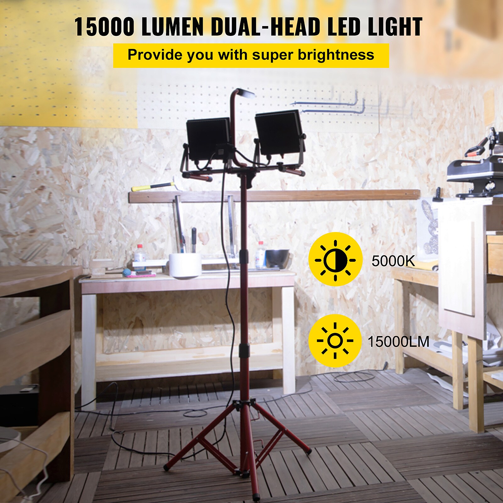 15,000 Lumen Portable LED Work Light with 10 ft. Cord