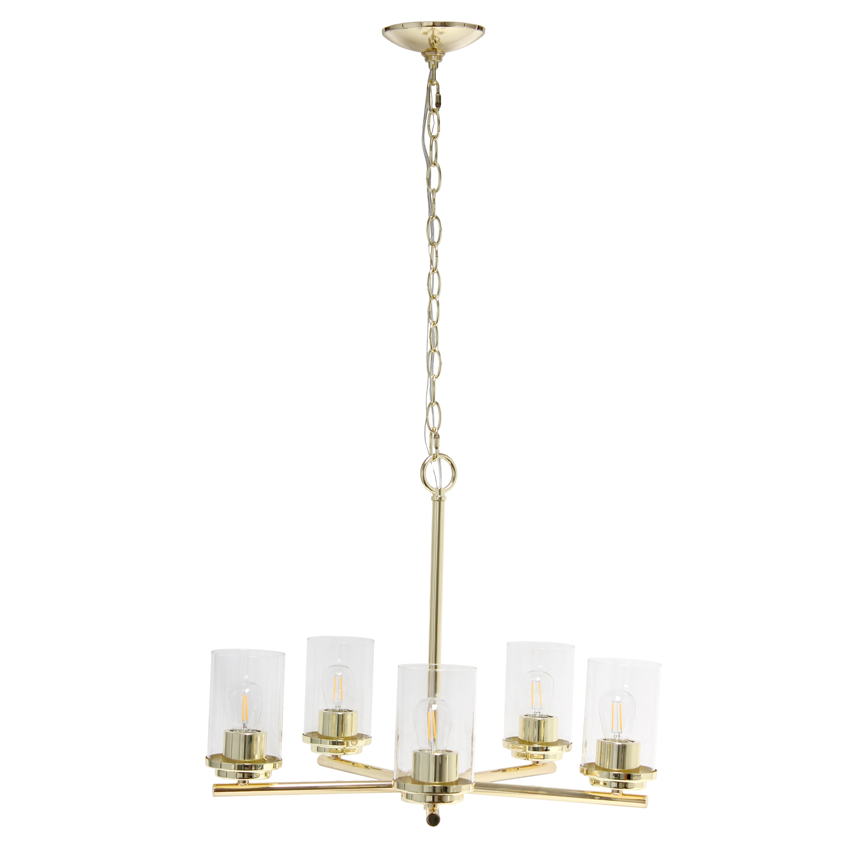 Lalia Home LHP-3013-GL Classix 5 -Light Gold Traditional Clear glass Cylinder Medium Hanging Pendant light
