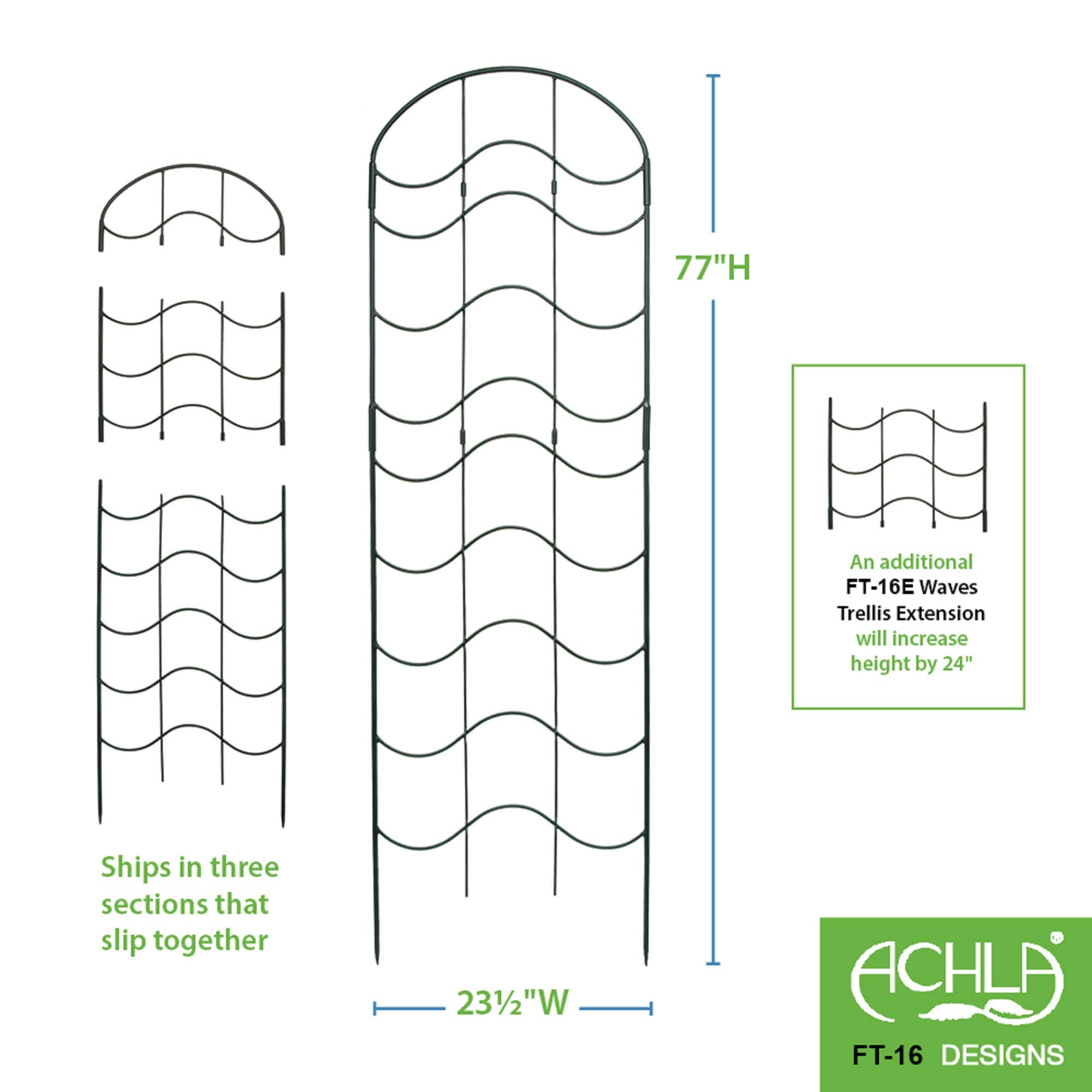 77-Inch Black Wrought Iron Wave Garden Trellis