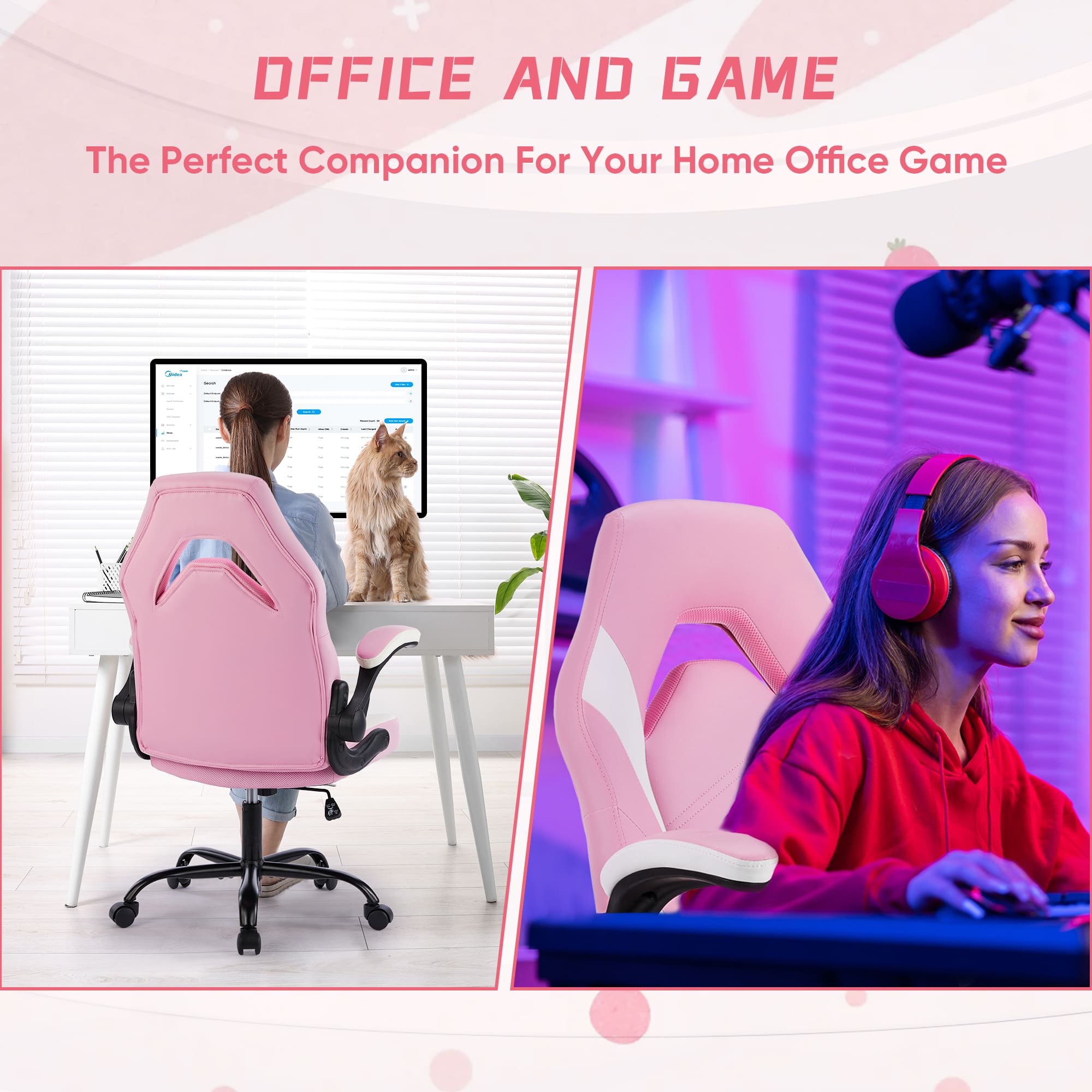 Bestier USLOW-G300550D-PINK Office-Chairs - View #5